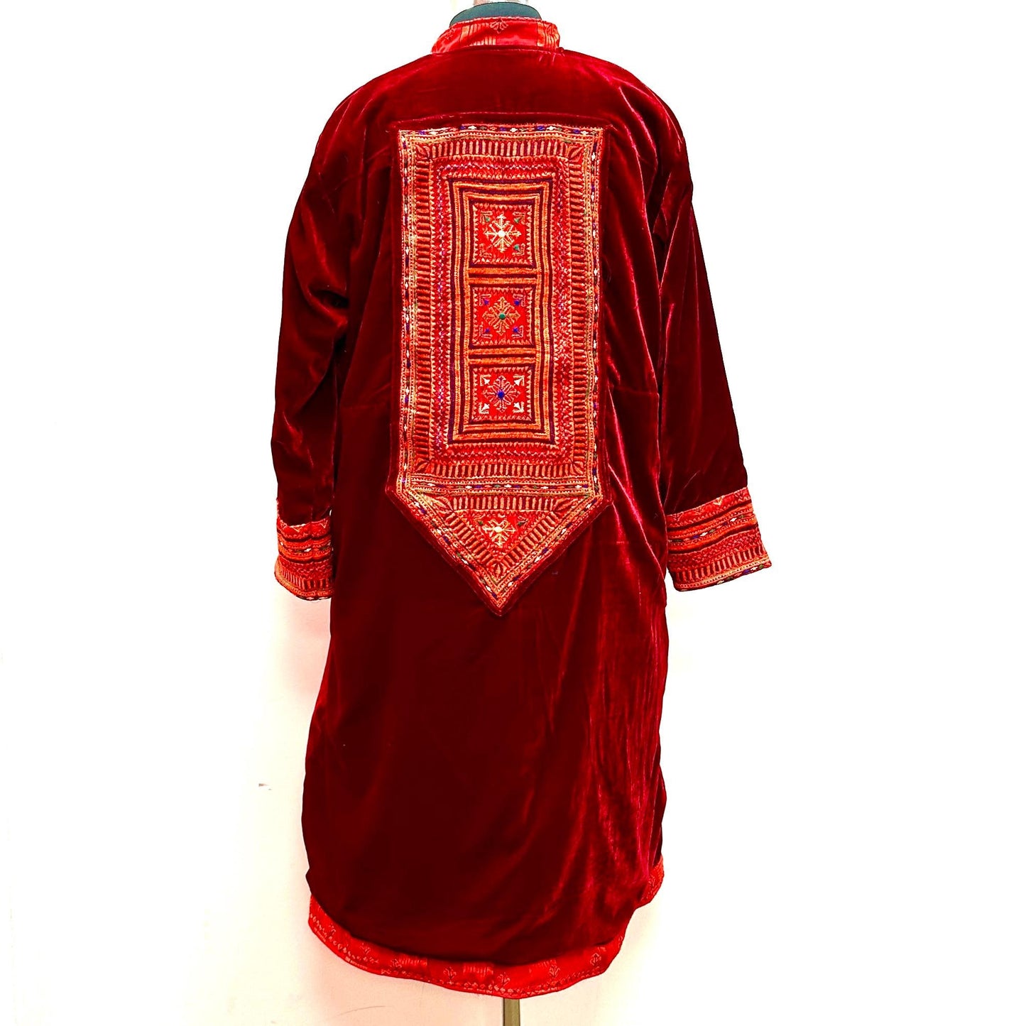 Velvet Long Coat with Mirror Work | Steam Punk Long Velvet Coat | Artist Long Coat | Boho Long Coat | Velvet Robe