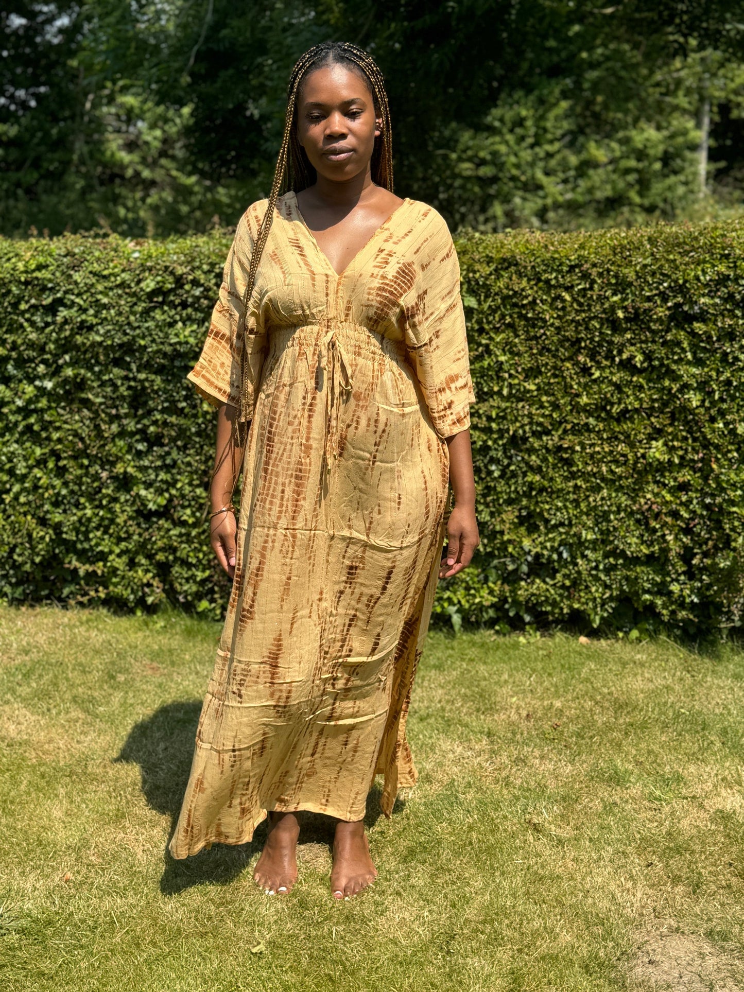 Long Kaftan Cover Up with Elastic Waist and Pockets | Long Kaftan Dress | Beach Cover Up | Beach Dress