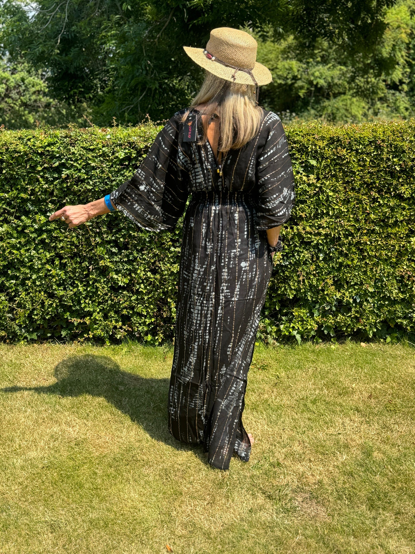Long Kaftan Cover Up with Elastic Waist and Pockets | Long Kaftan Dress | Beach Cover Up | Beach Dress