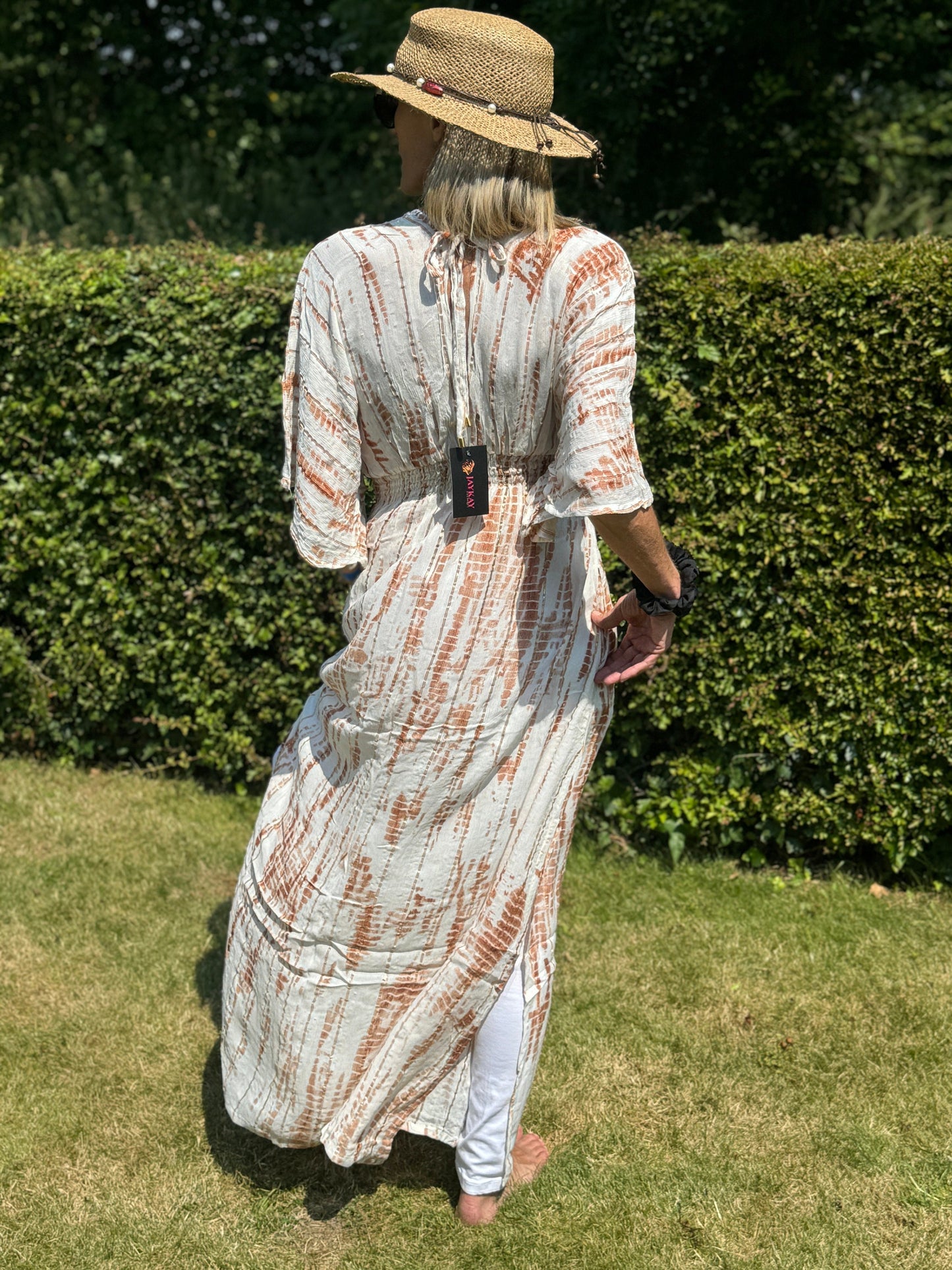 Long Kaftan Cover Up with Elastic Waist and Pockets | Long Kaftan Dress | Beach Cover Up | Beach Dress