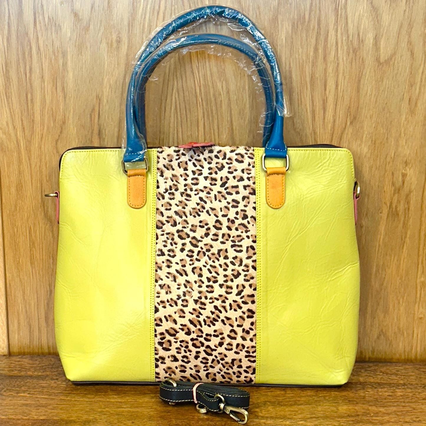 Recycled Leather Laptop Bag | coloured Leather Handbag with shoulder strap | Animal Print Bag | womens laptop bag | Gift for her |