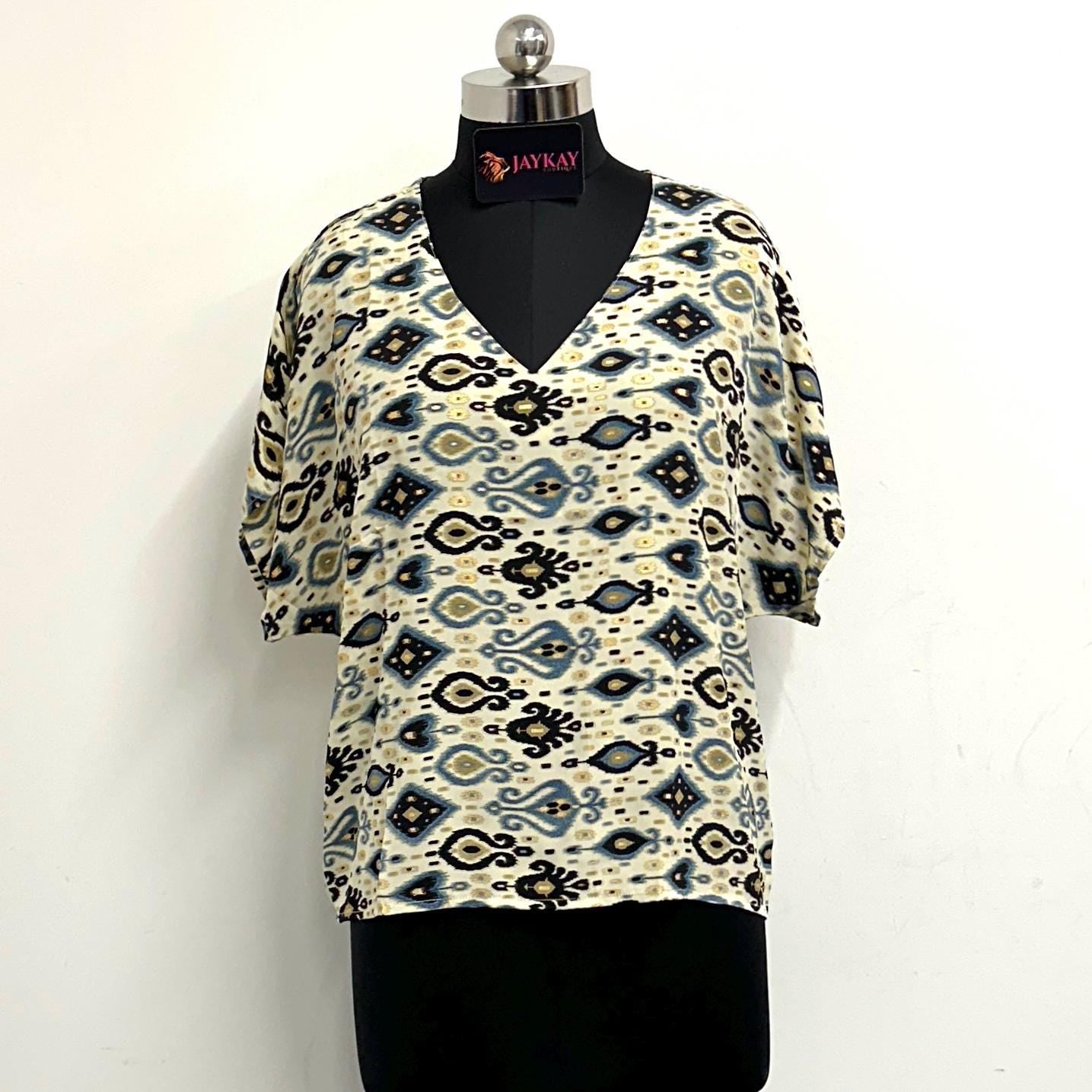 Loose Silk V Neck Top | Elegant Silk Blouse | Short Sleeve Silk Top | High Quality Womens Silk Clothing | Silk Short Sleeve Top |
