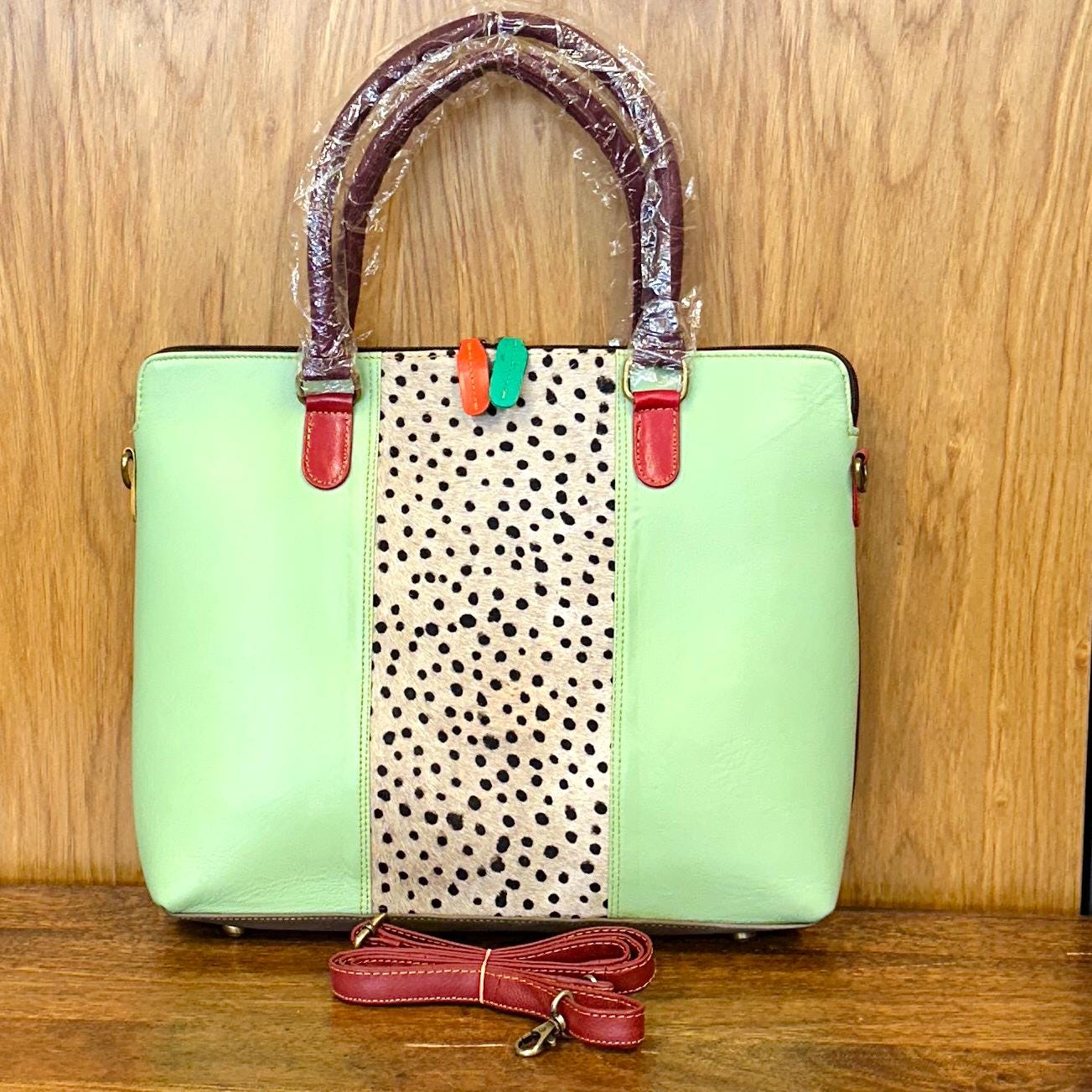 Recycled Leather Laptop Bag | coloured Leather Handbag with shoulder strap | Animal Print Bag | womens laptop bag | Gift for her |