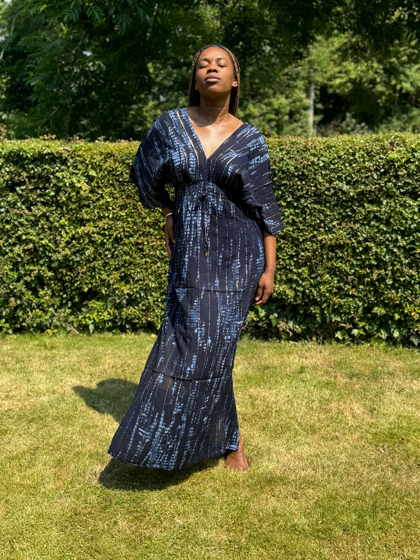 Long Kaftan Cover Up with Elastic Waist and Pockets | Long Kaftan Dress | Beach Cover Up | Beach Dress