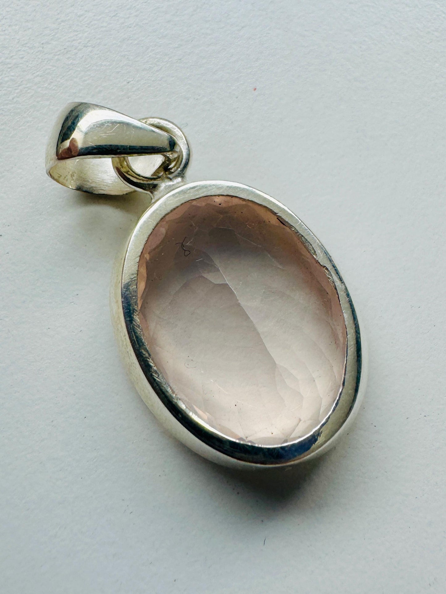 Handmade Rose Quartz Oval Pendant | 925 Sterling Silver Pendant | Silver Pendant | Crystal Pendant | Anniversary Gift | Gift of Love - JayKayBoutiqueOnline