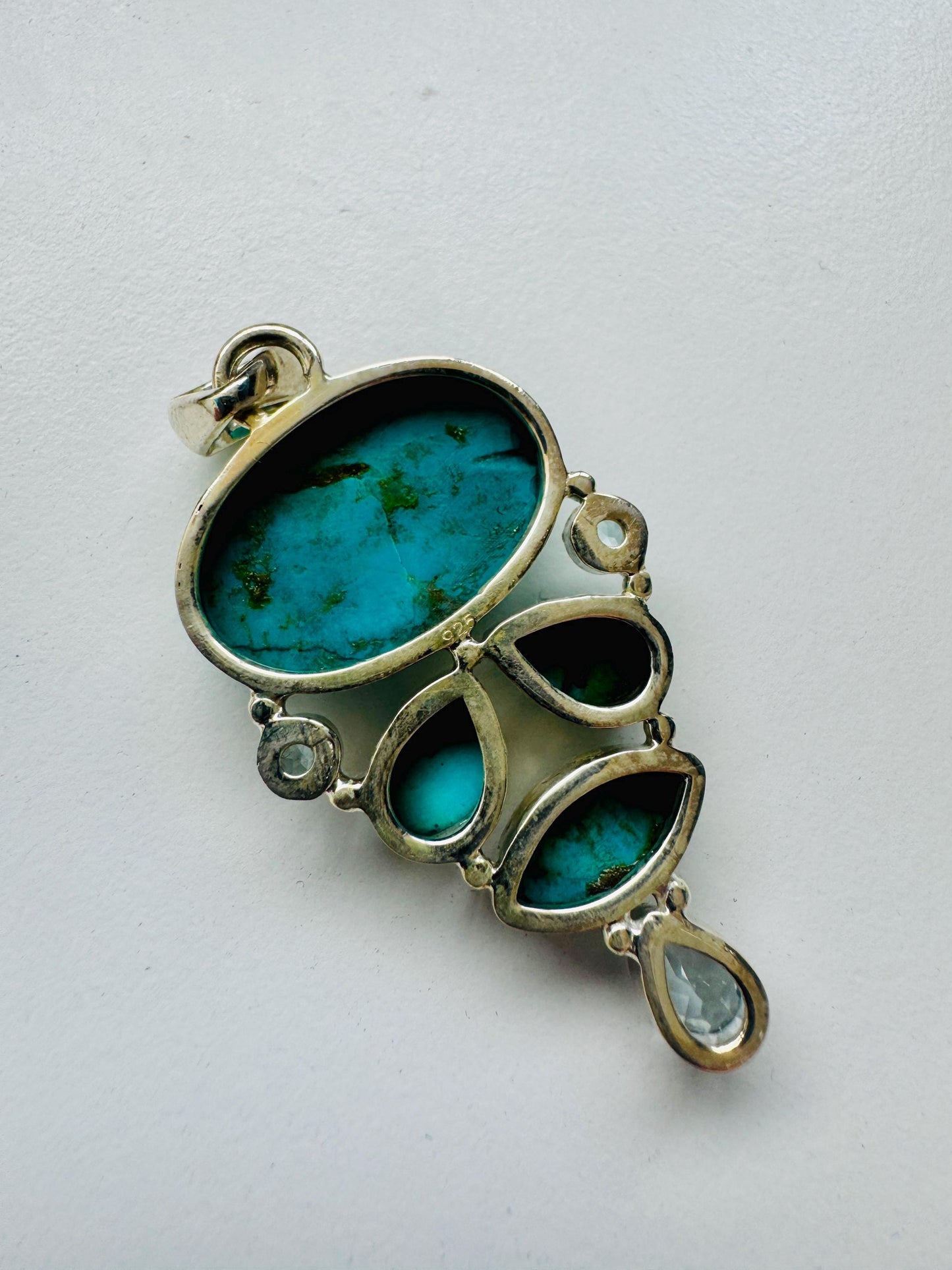 Turquoise Pendant Sterling Silver | Peridot Pendant | Multi Gemstone Pendant | Turquoise Peridot Topaz Pendants | Hand Crafted Pendants - JayKayBoutiqueOnline