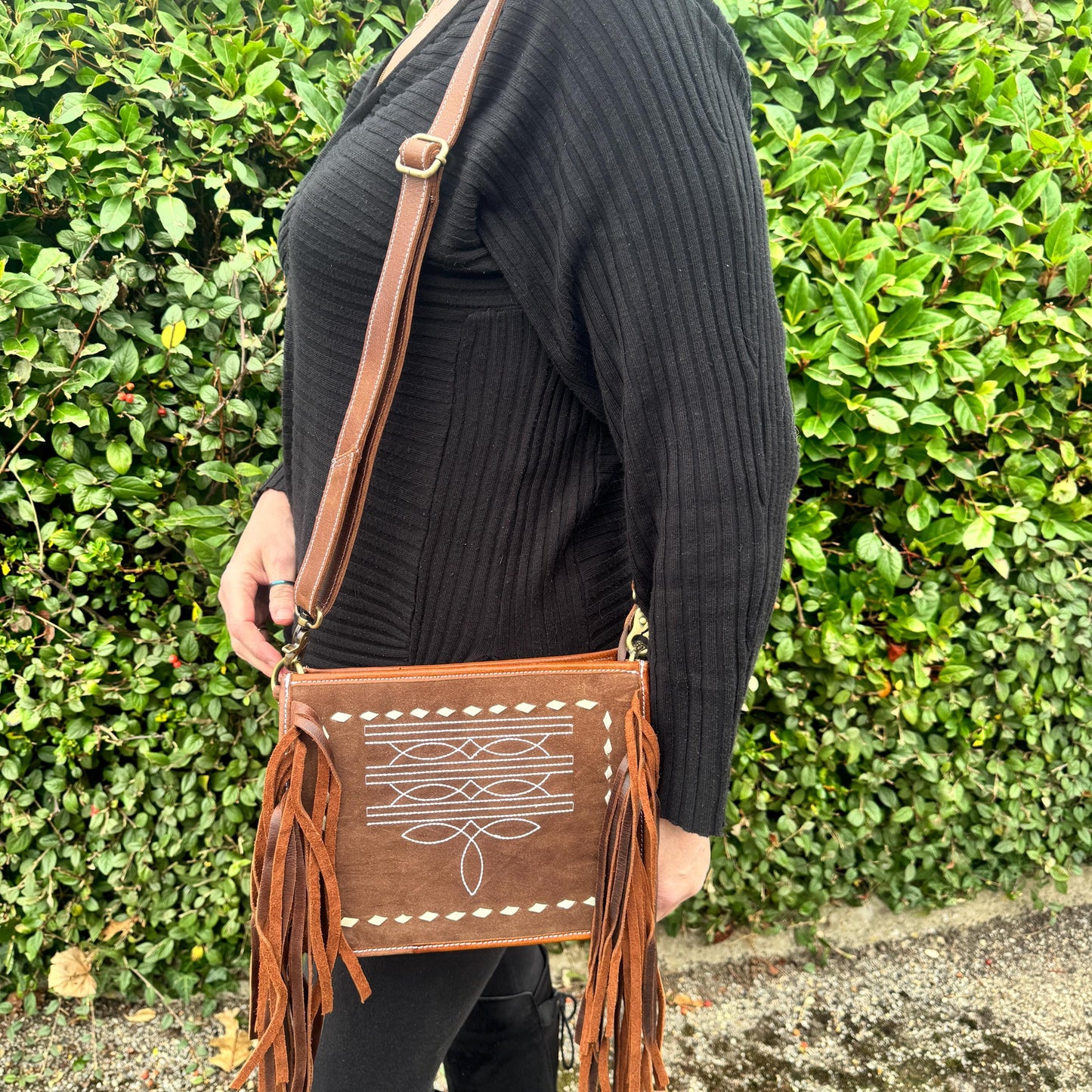 Suede Tassel Boot Stitch Shoulder Bag - JayKayBoutiqueOnline