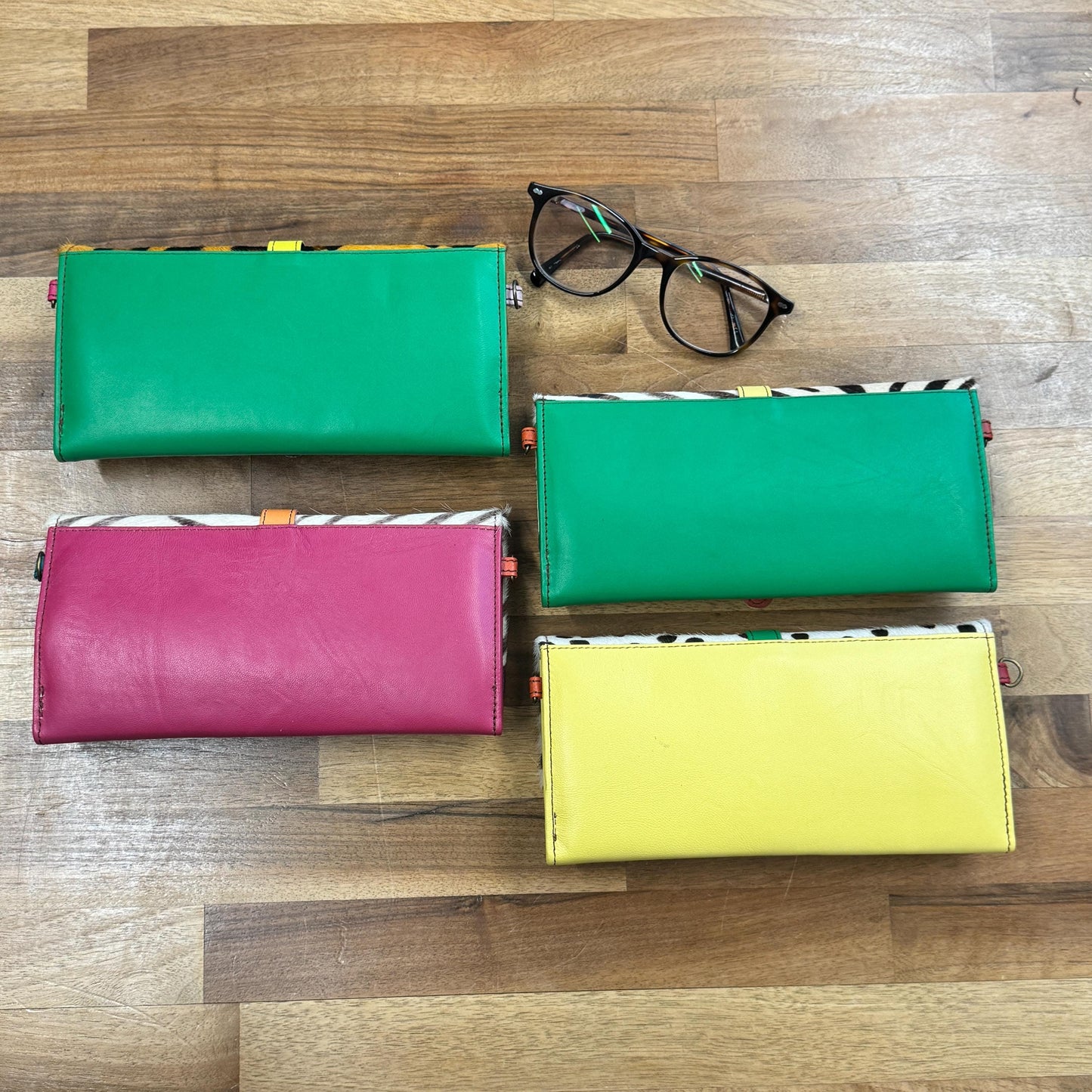 Coloured Recycled Leather Purse with Shoulder Strap - JayKayBoutiqueOnline