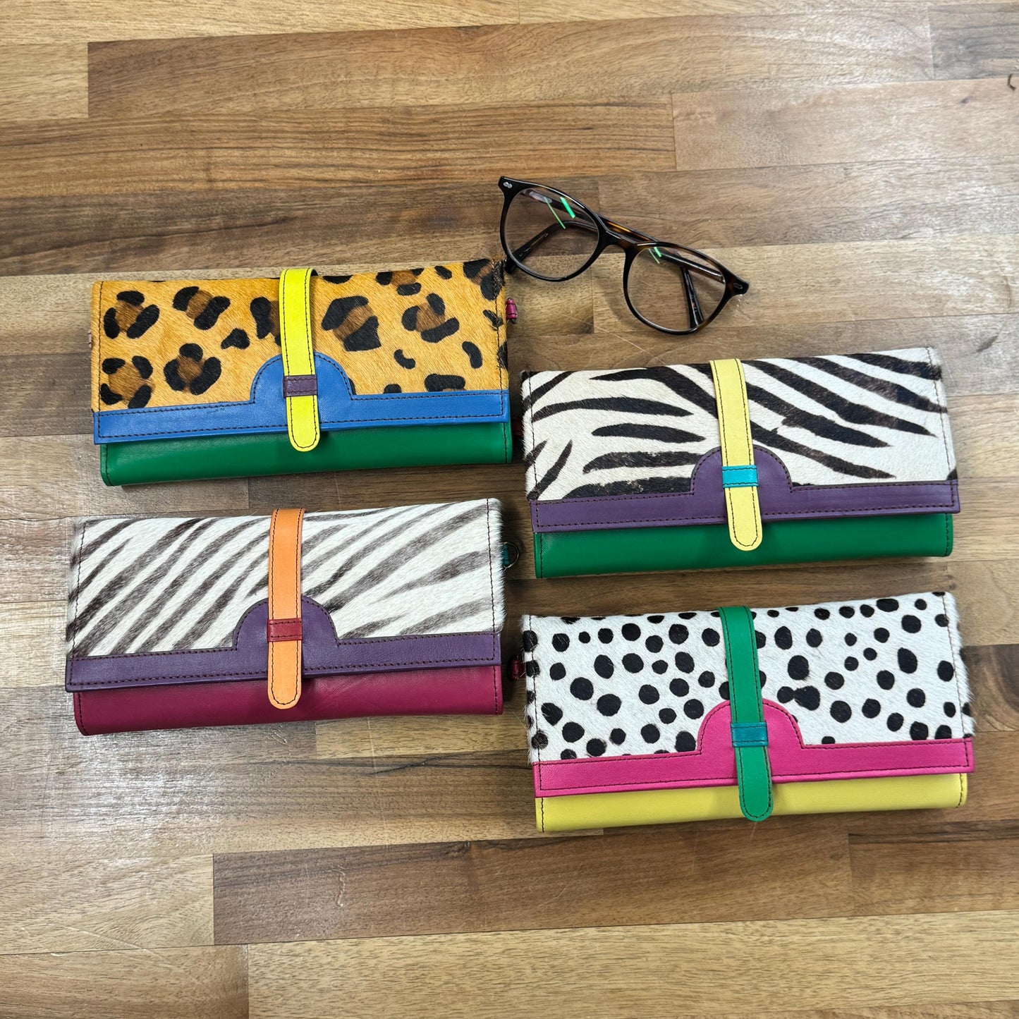Coloured Recycled Leather Purse with Shoulder Strap - JayKayBoutiqueOnline