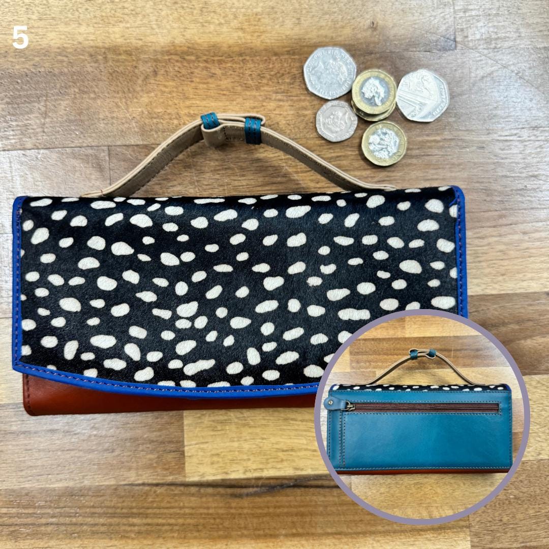 Recycled Leather Clutch Wallet with Animal Print Hide - JayKayBoutiqueOnline