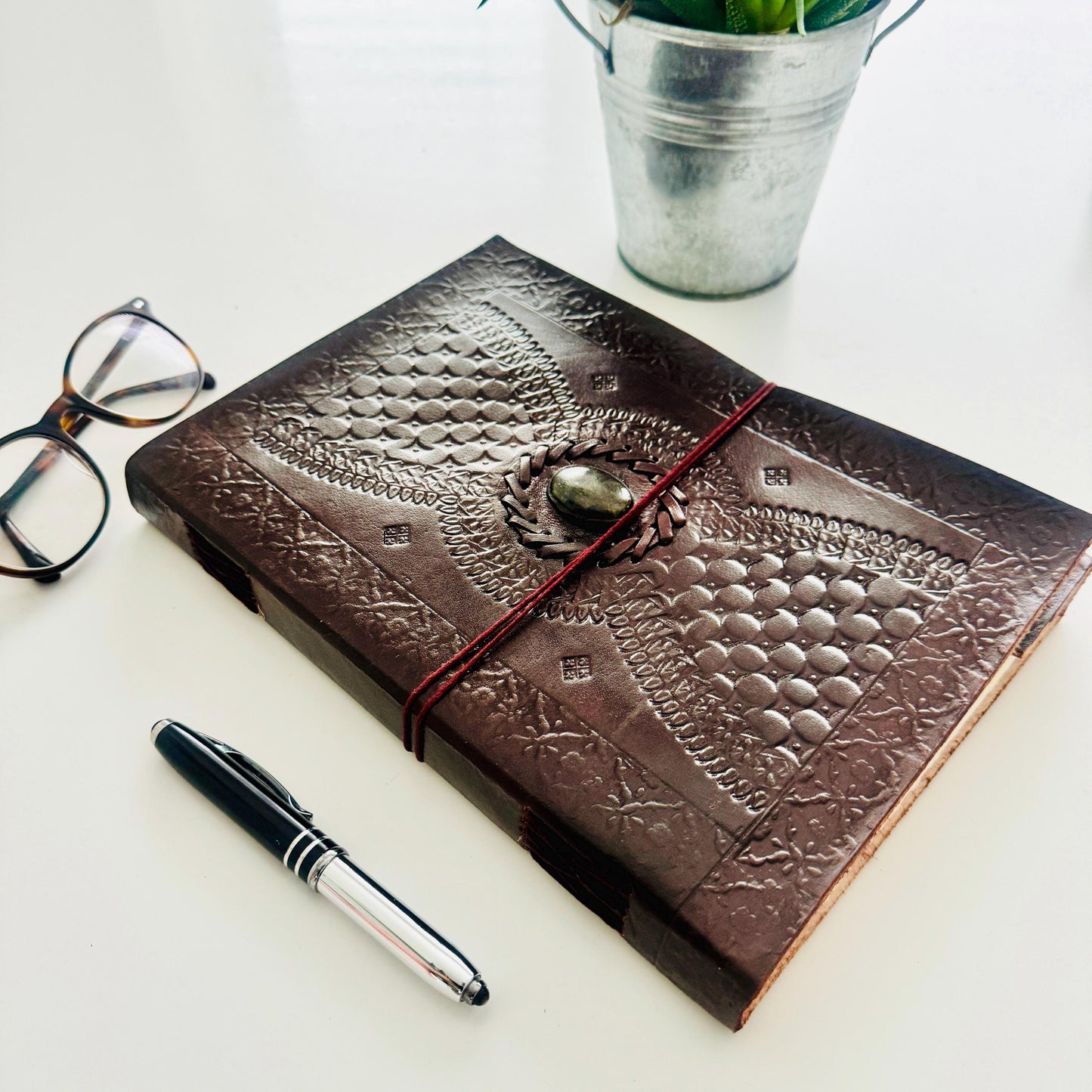 Leather Journal Notebook with HandCrafted Paper - JayKayBoutiqueOnline