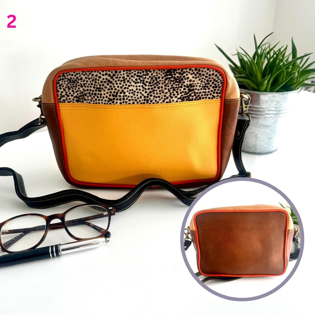 Coloured Leather Cross Body Bag with Animal Print - JayKayBoutiqueOnline