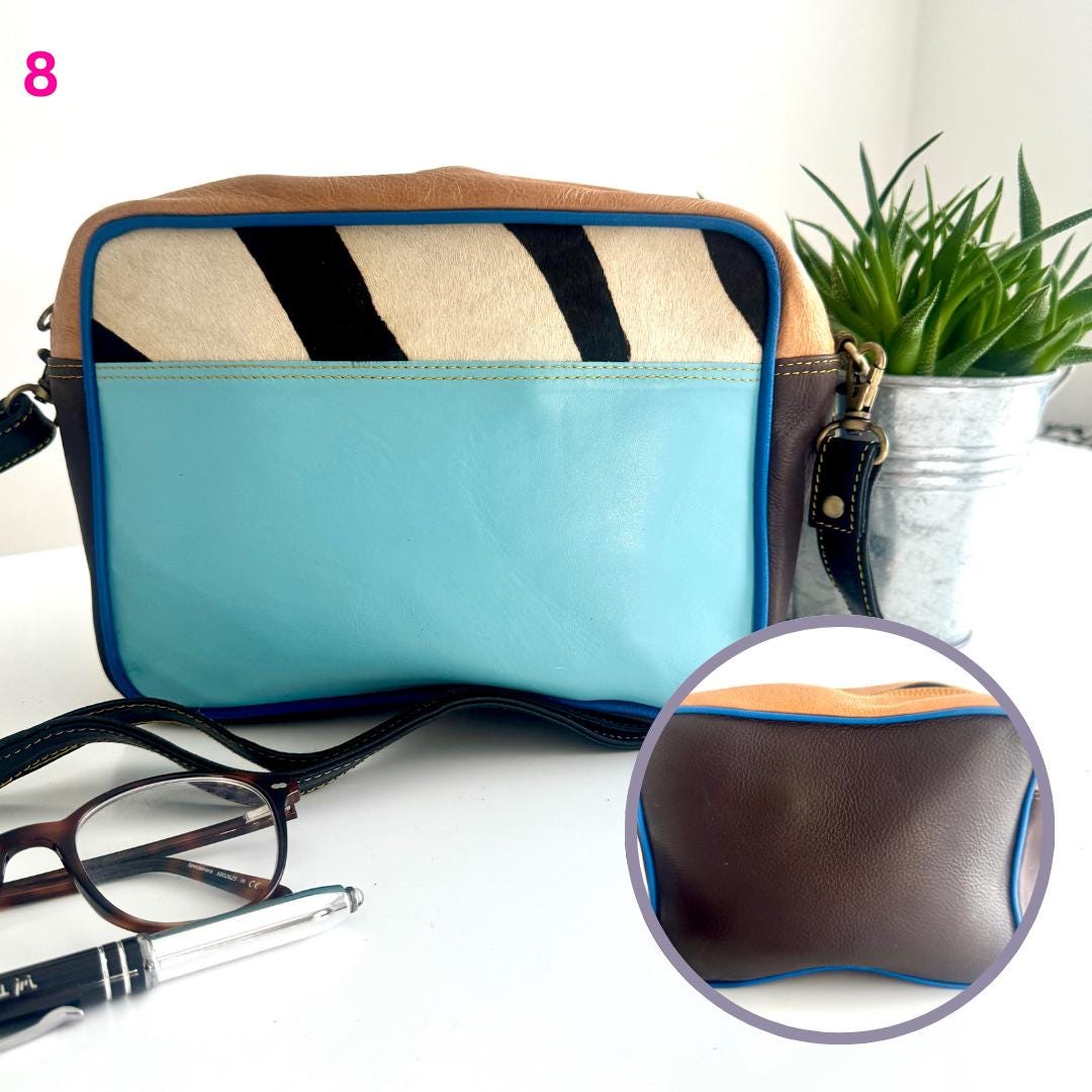 Coloured Leather Cross Body Bag with Animal Print - JayKayBoutiqueOnline