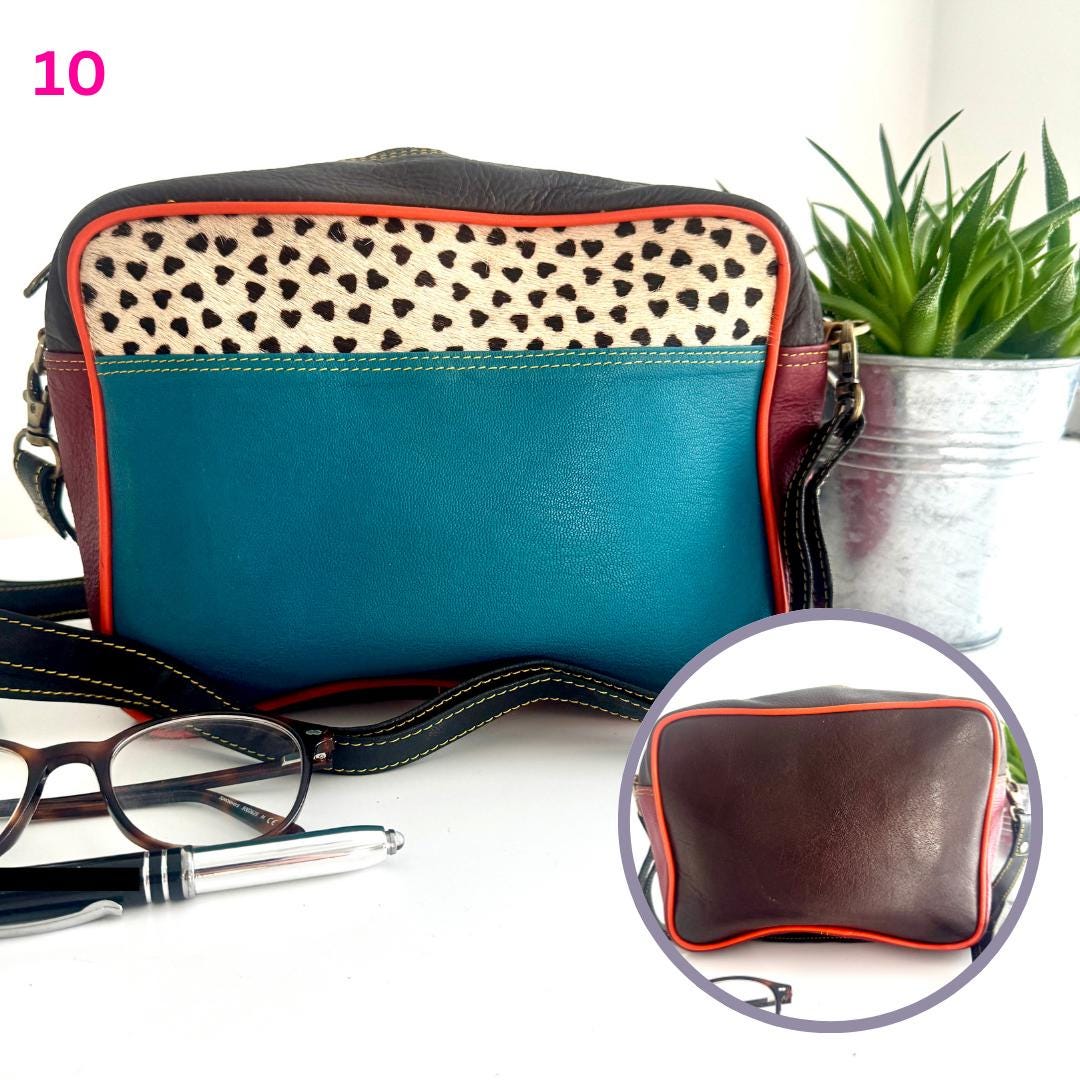 Coloured Leather Cross Body Bag with Animal Print - JayKayBoutiqueOnline