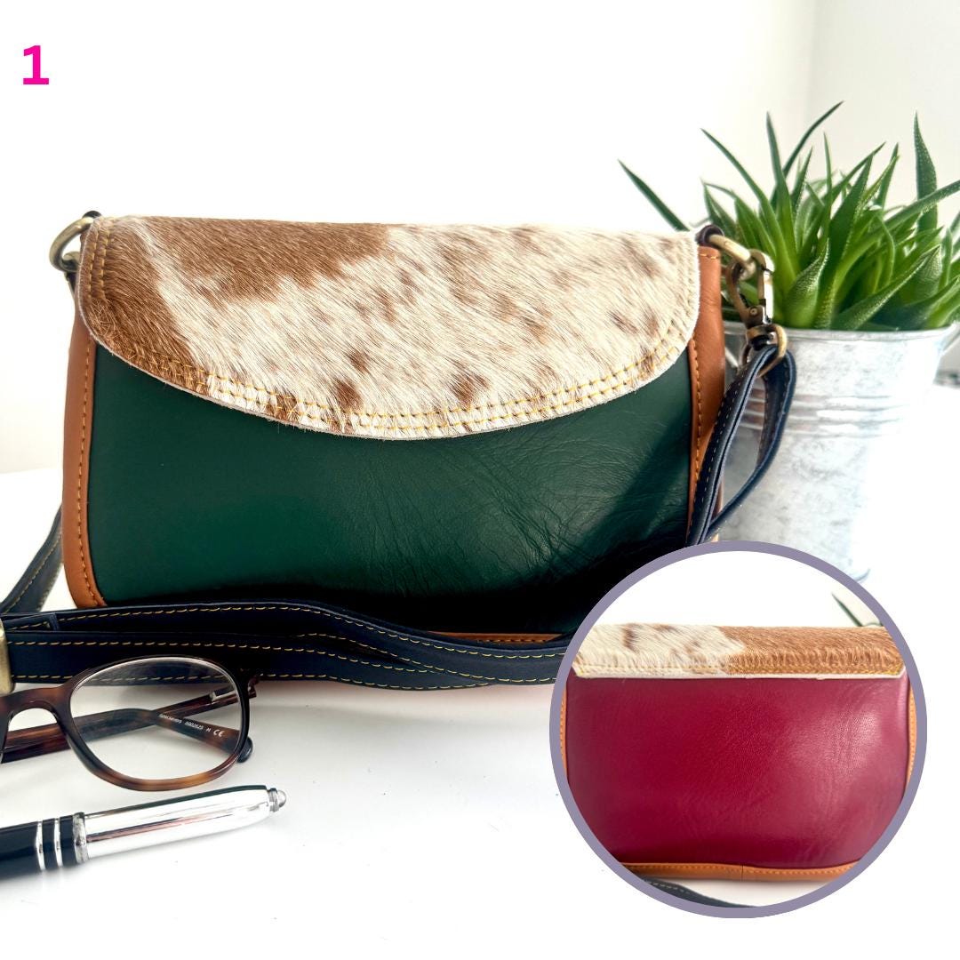 Coloured Leather Cross Body Bag with Animal Print - JayKayBoutiqueOnline