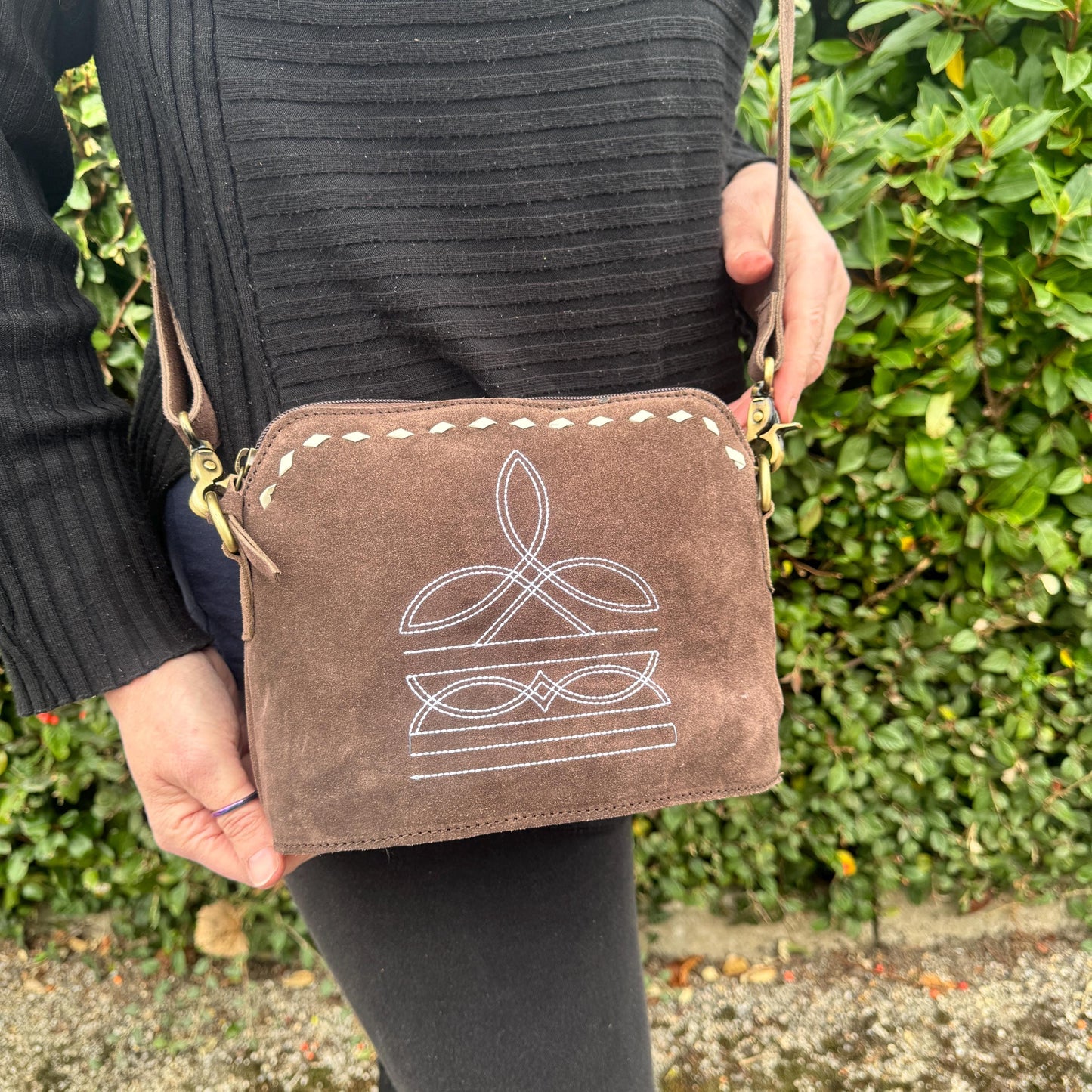 Western Style Boot Stitch Cross Body Suede Bag - JayKayBoutiqueOnline