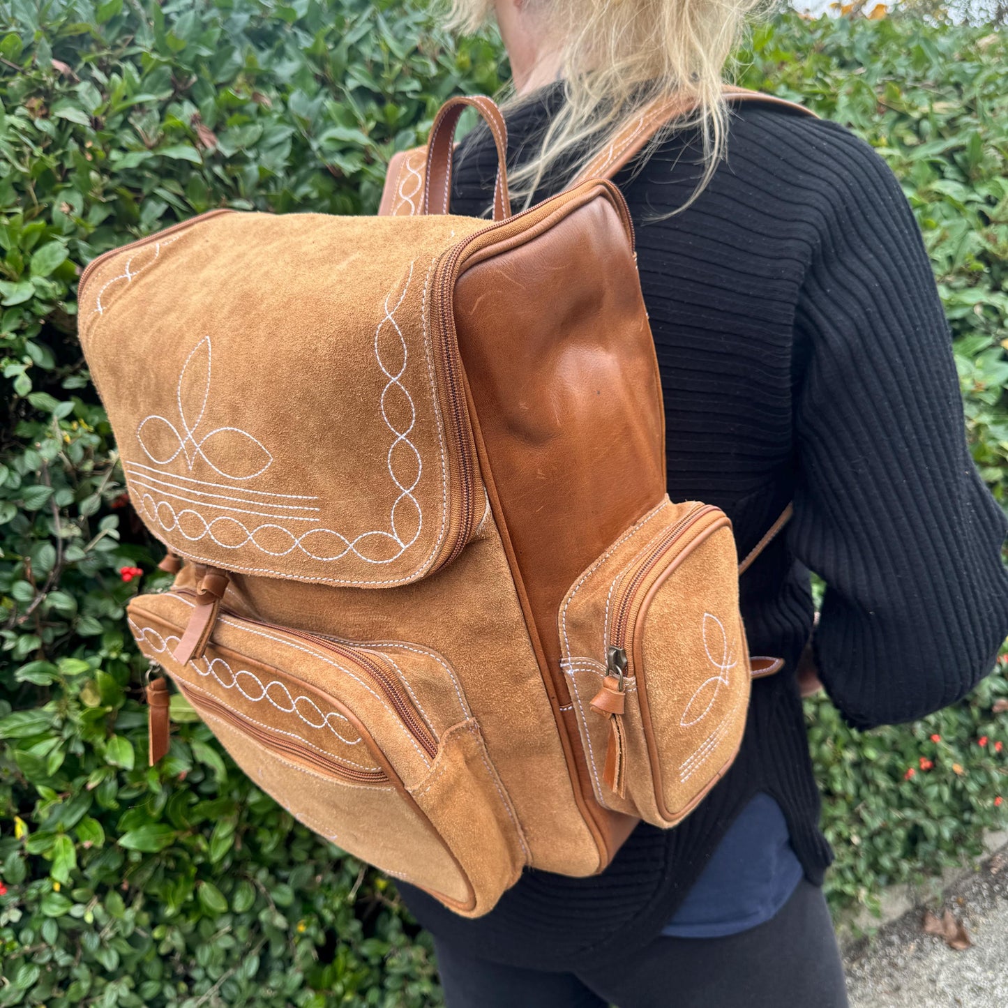 Large Backpack Boot Stitch Suede - JayKayBoutiqueOnline