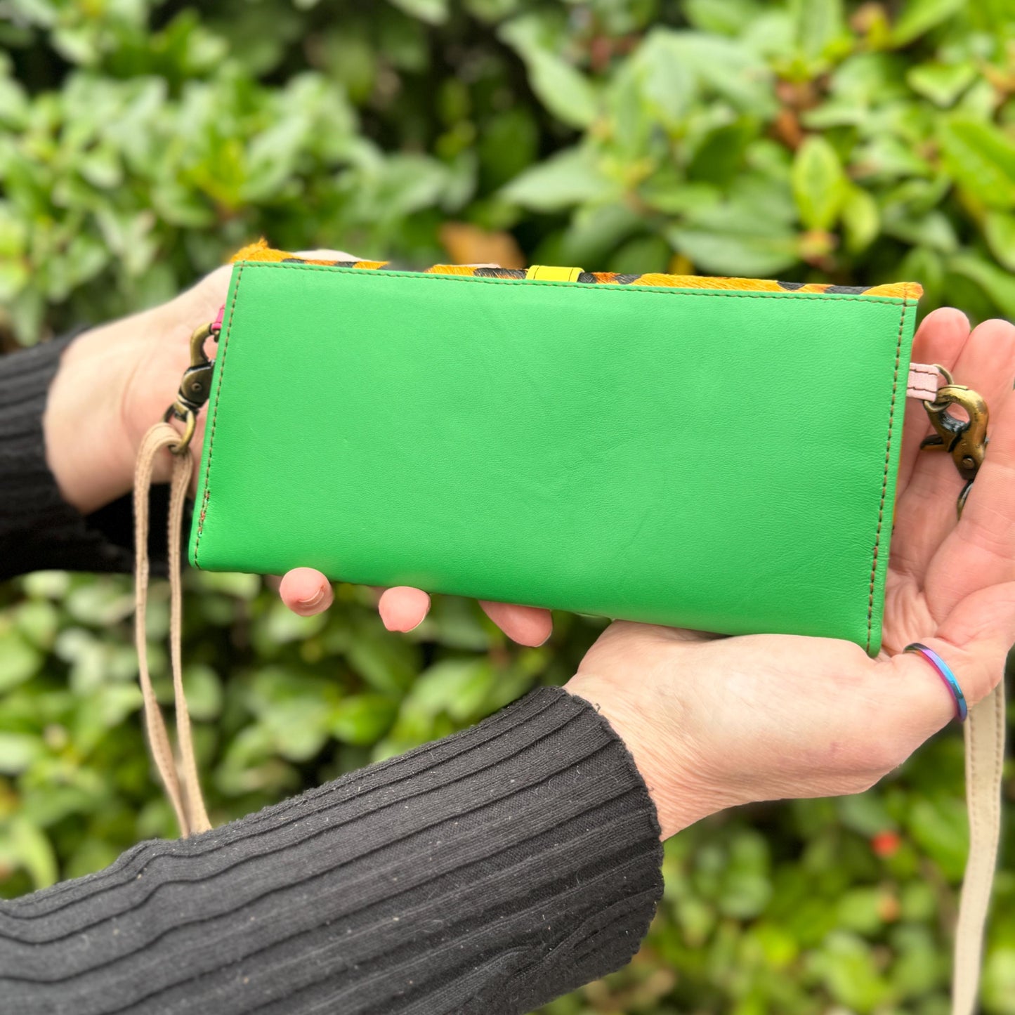 Coloured Recycled Leather Purse with Shoulder Strap - JayKayBoutiqueOnline