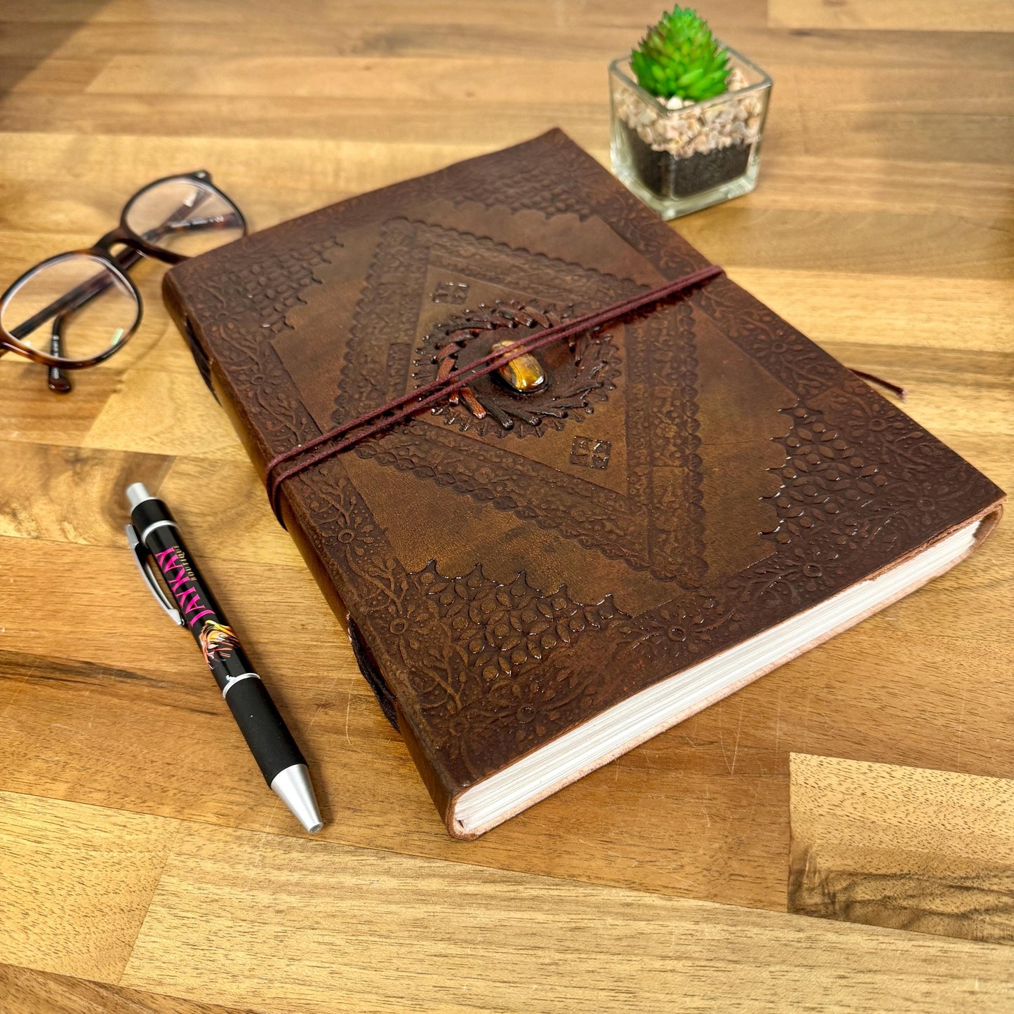 Leather Journal Notebook with HandCrafted Paper - JayKayBoutiqueOnline