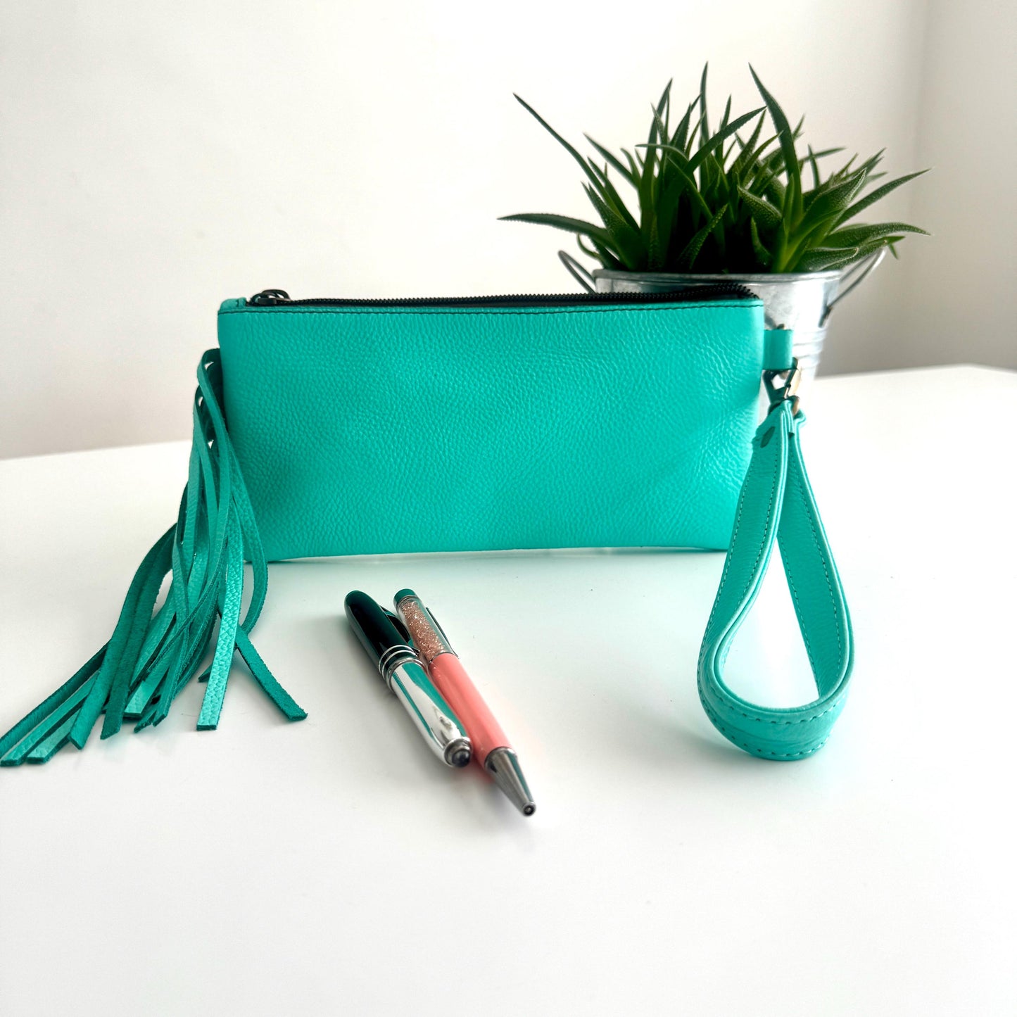 Leather Pencil Case Clutch Fringed - JayKayBoutiqueOnline