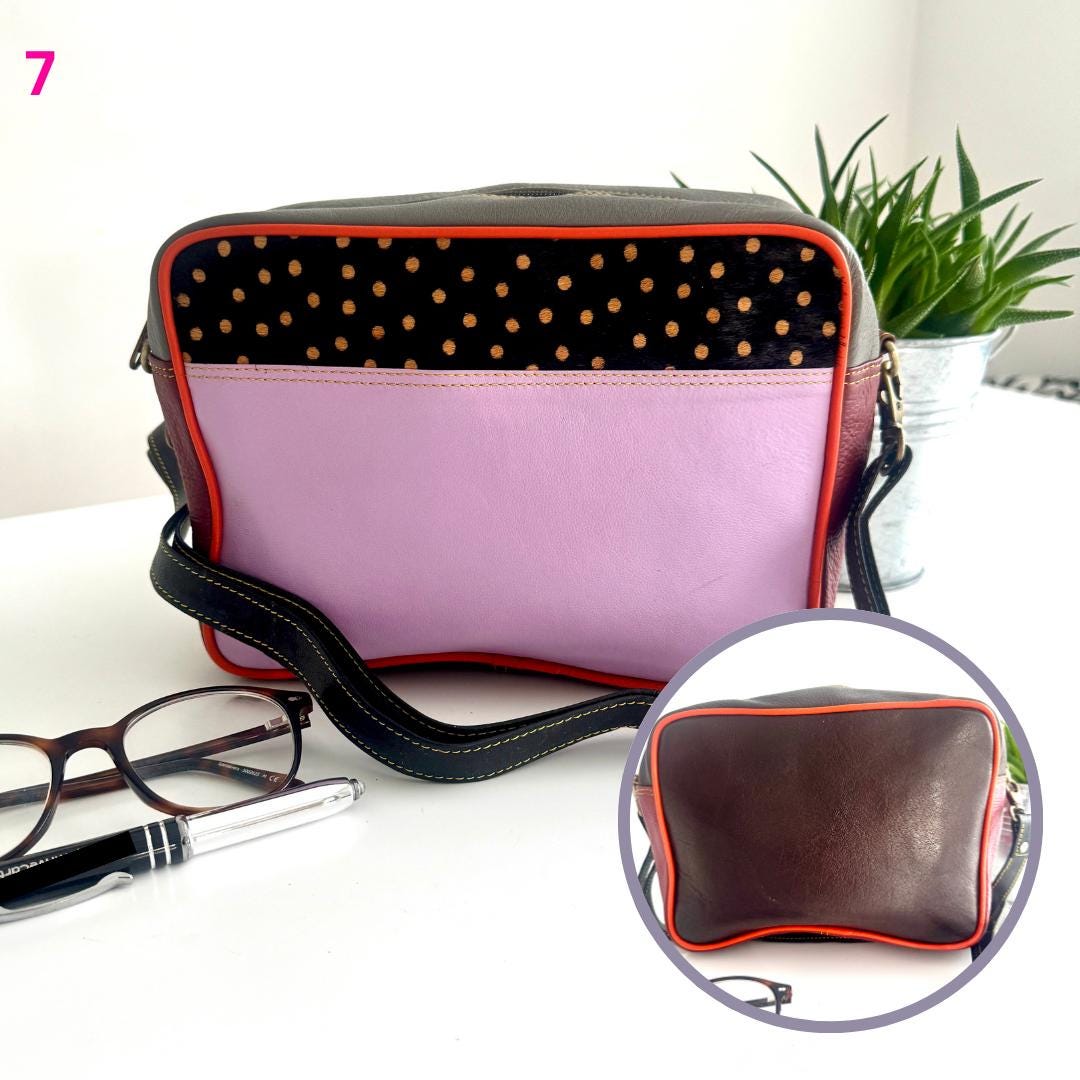 Coloured Leather Cross Body Bag with Animal Print - JayKayBoutiqueOnline