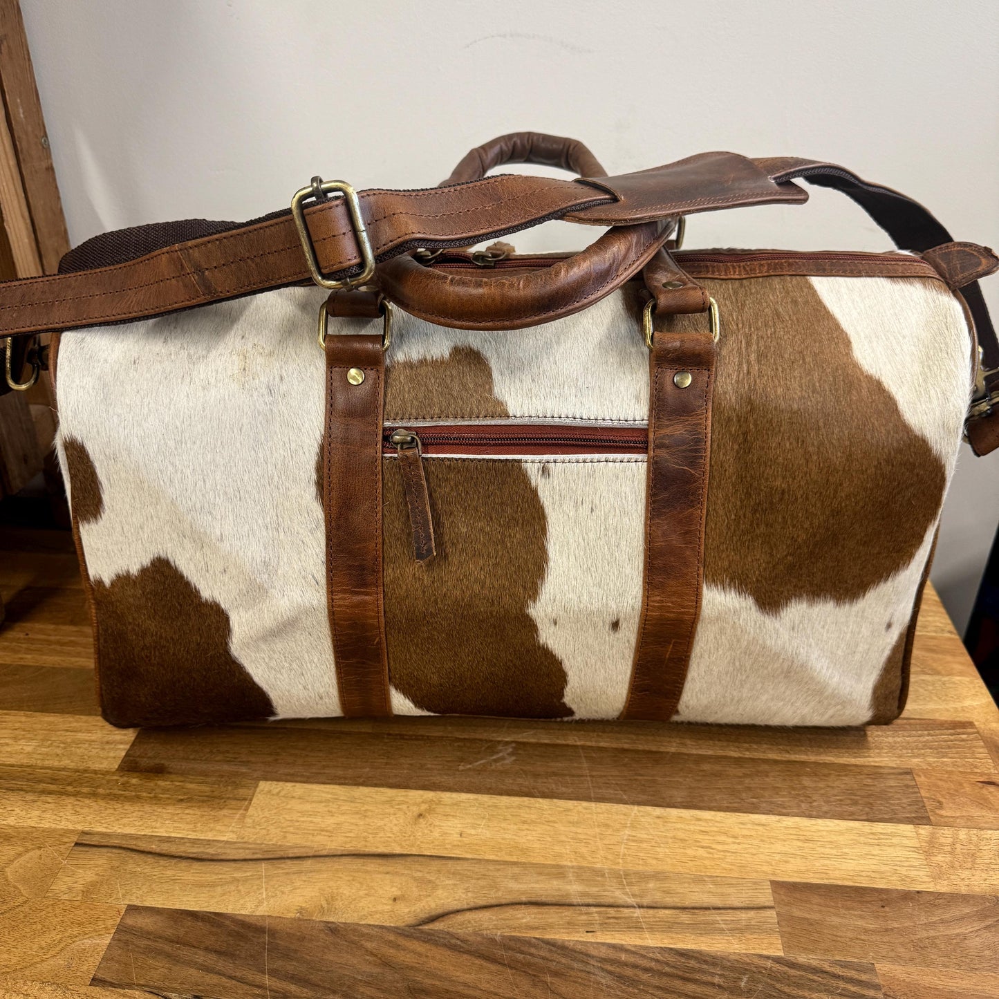 Western Style Leather Duffle Bag with hair on - JayKayBoutiqueOnline