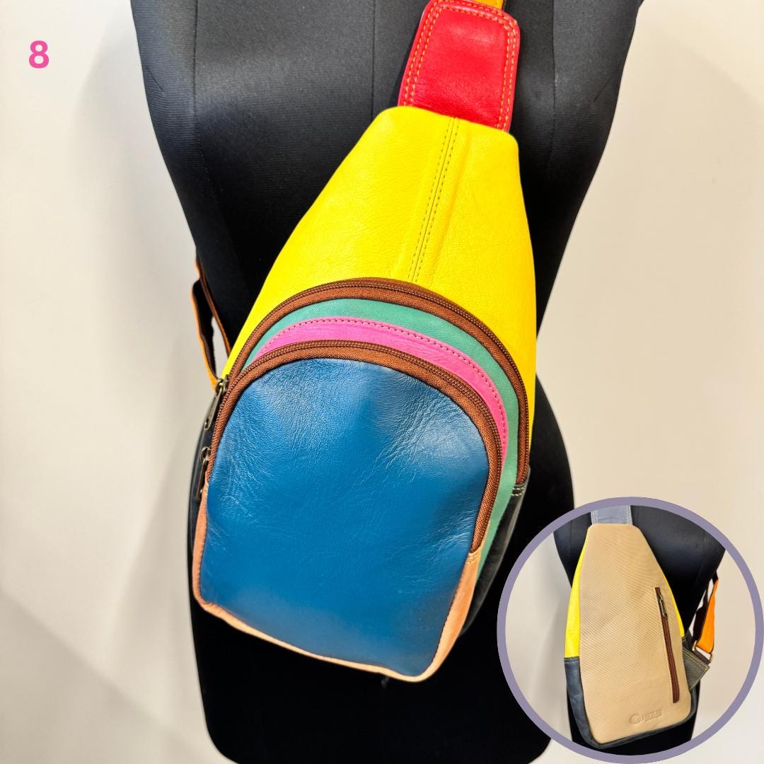 Coloured Leather Sling Bag Easy Access - JayKayBoutiqueOnline