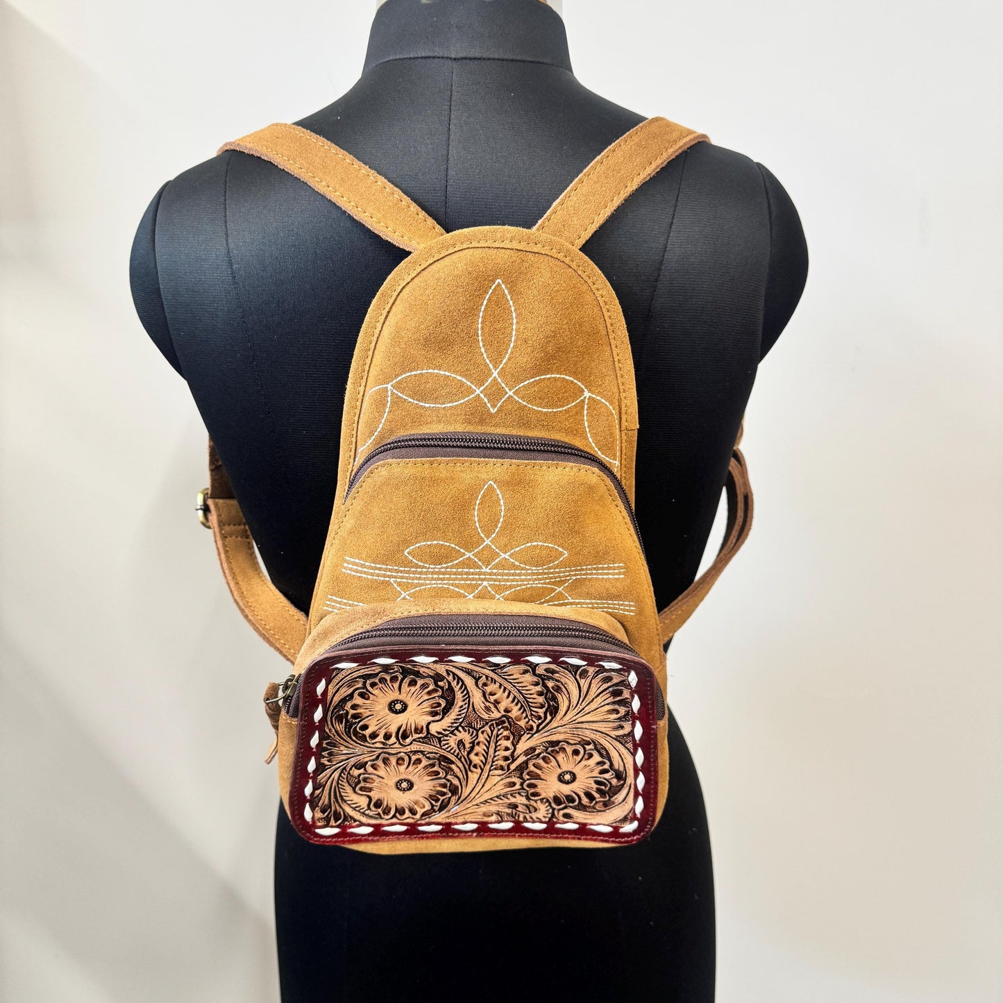 Small Backpack Boot Stitch Suede - JayKayBoutiqueOnline