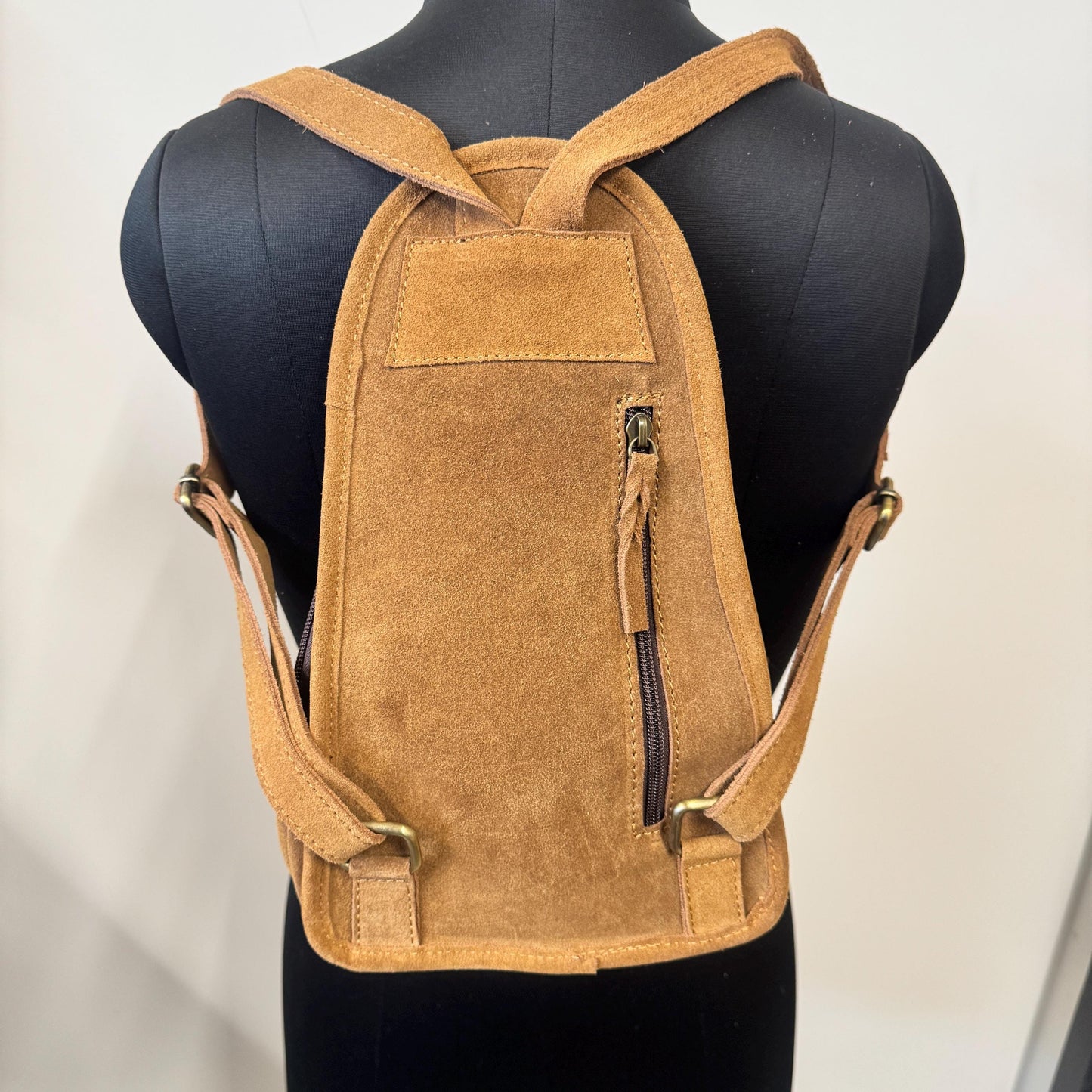 Hand Carved Leather and Suede Backpack - JayKayBoutiqueOnline
