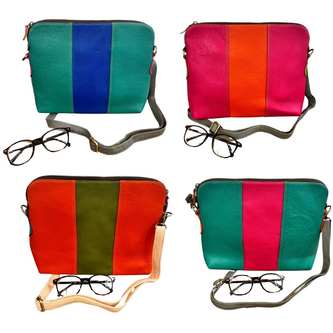 Coloured Leather Cross Body Bag in Various Colours - JayKayBoutiqueOnline