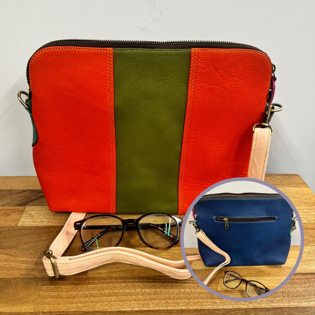 Coloured Leather Cross Body Bag in Various Colours - JayKayBoutiqueOnline
