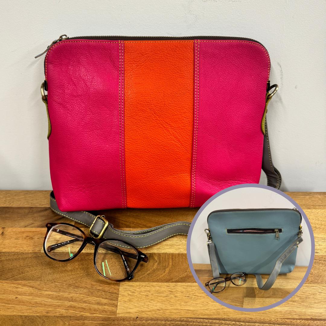 Coloured Leather Cross Body Bag in Various Colours - JayKayBoutiqueOnline