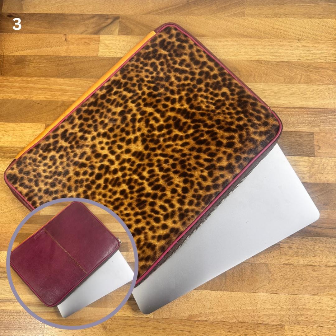 Laptop Sleeve Coloured Leather and Hide on - JayKayBoutiqueOnline
