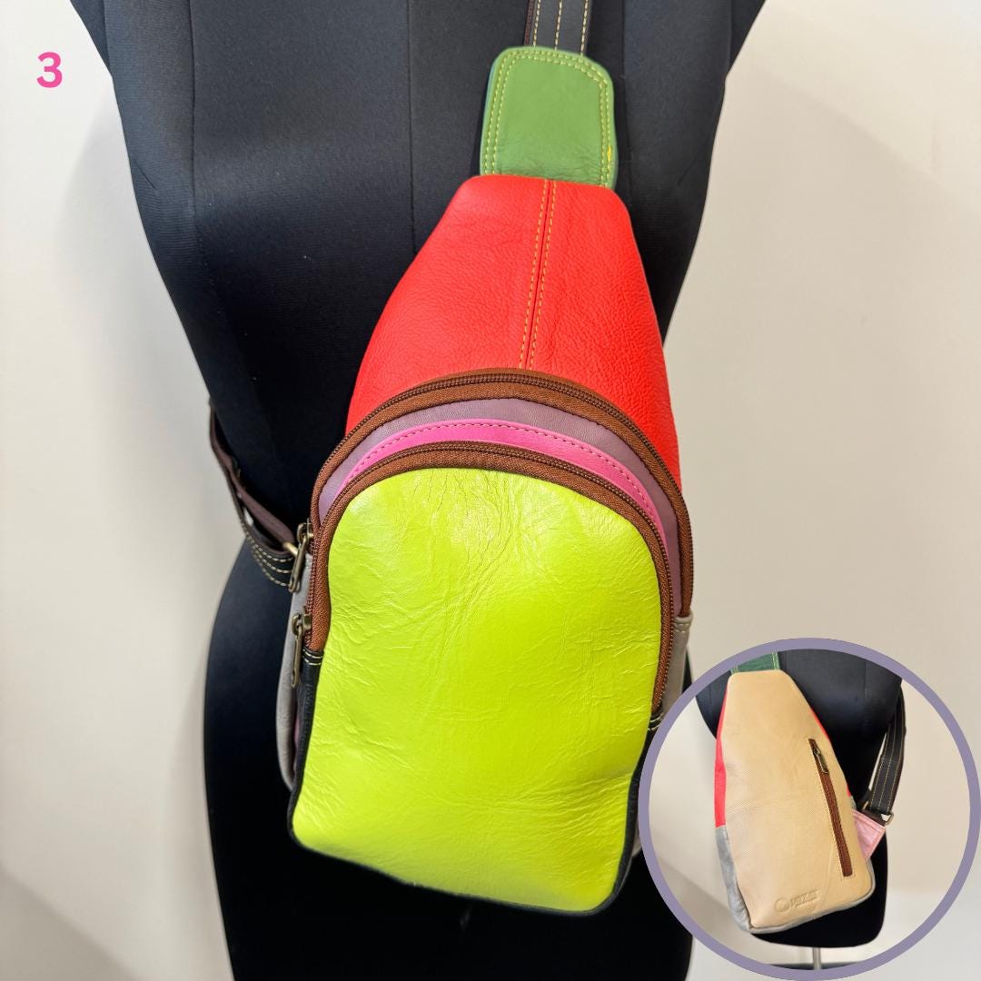 Coloured Leather Sling Bag Easy Access - JayKayBoutiqueOnline