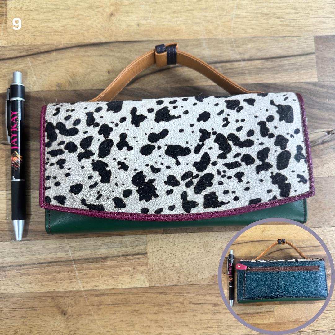 Coloured Recycled Leather Purse with hair on - JayKayBoutiqueOnline