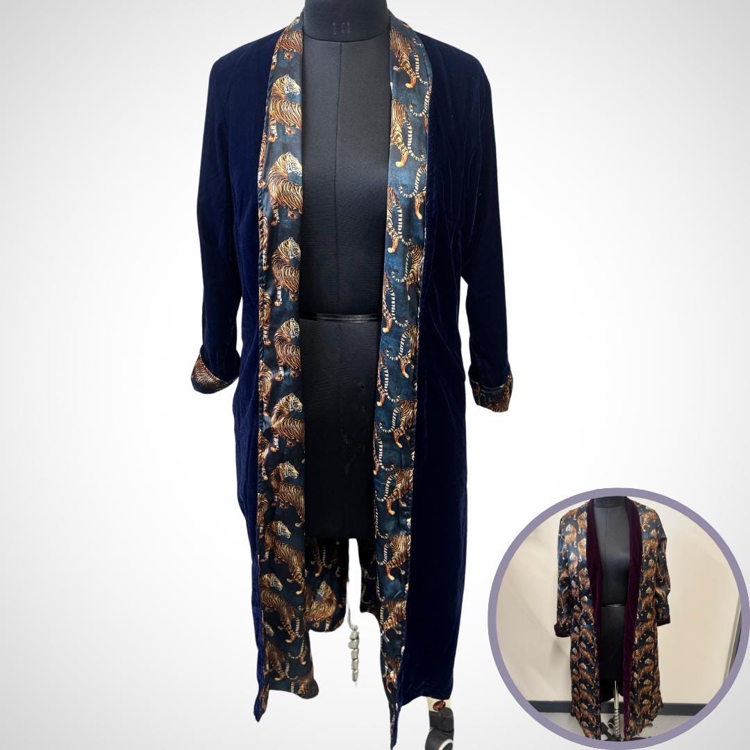Reversible Tiger Print satin and Velvet Coat - JayKayBoutiqueOnline