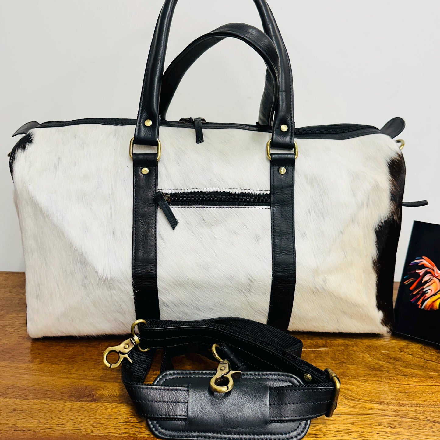 Western Style Leather Duffle Bag with hair on - JayKayBoutiqueOnline