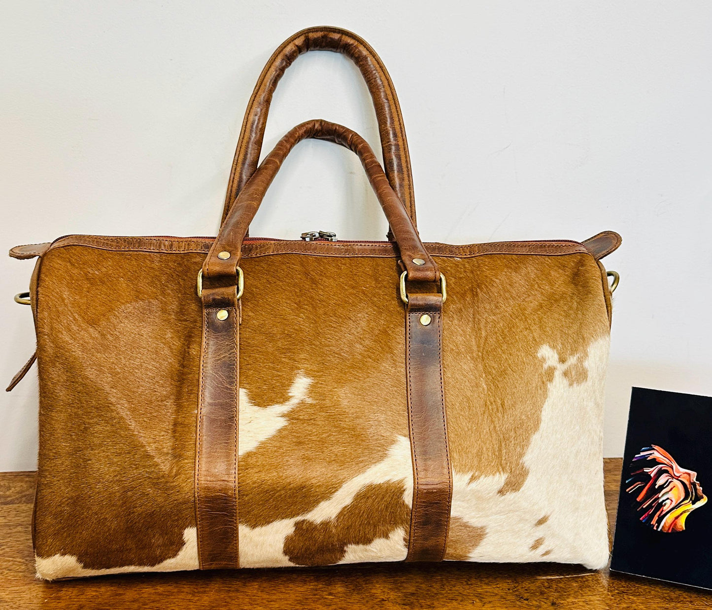 Western Style Leather Duffle Bag with hair on - JayKayBoutiqueOnline
