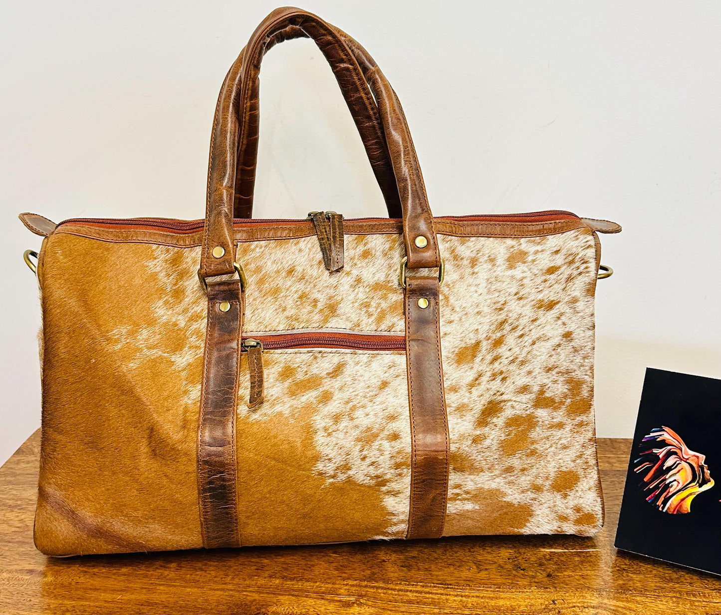 Western Style Leather Duffle Bag with hair on - JayKayBoutiqueOnline