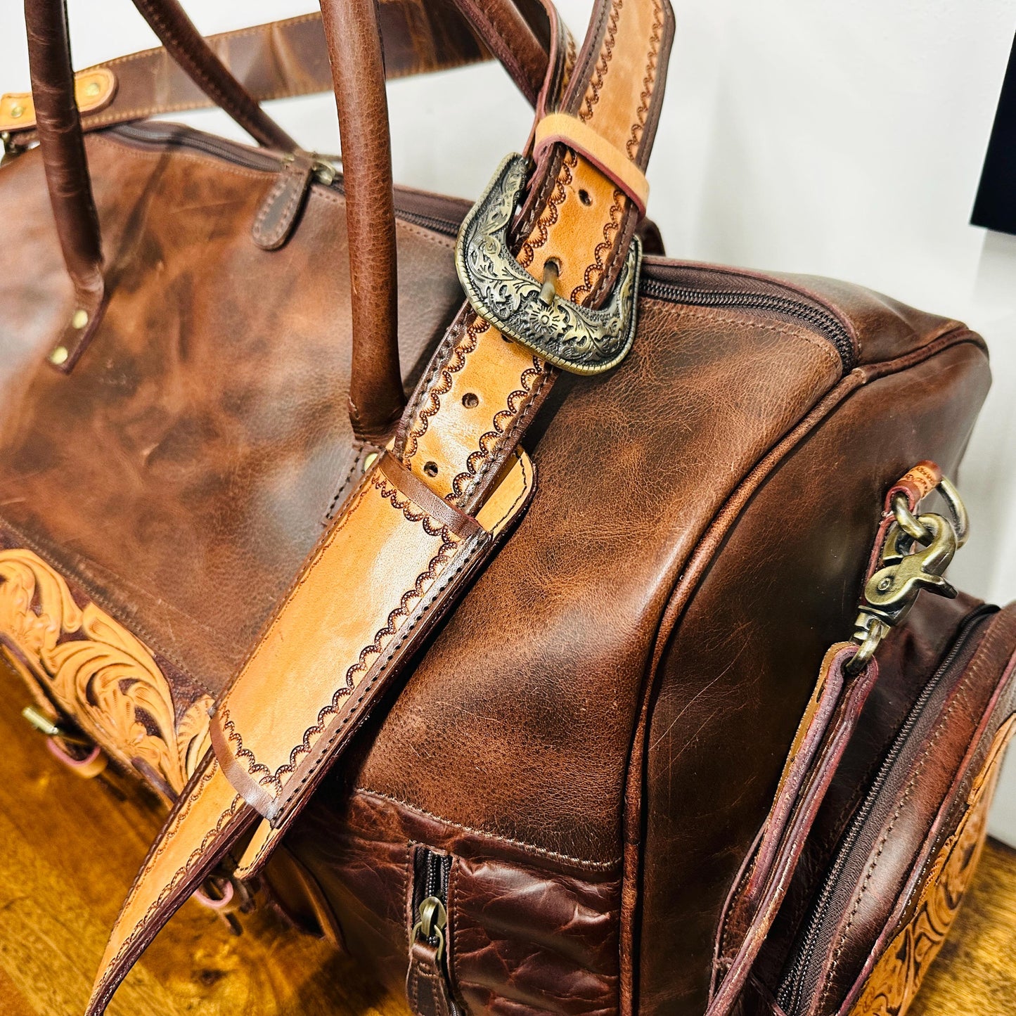 Western Style Leather Duffel - JayKayBoutiqueOnline
