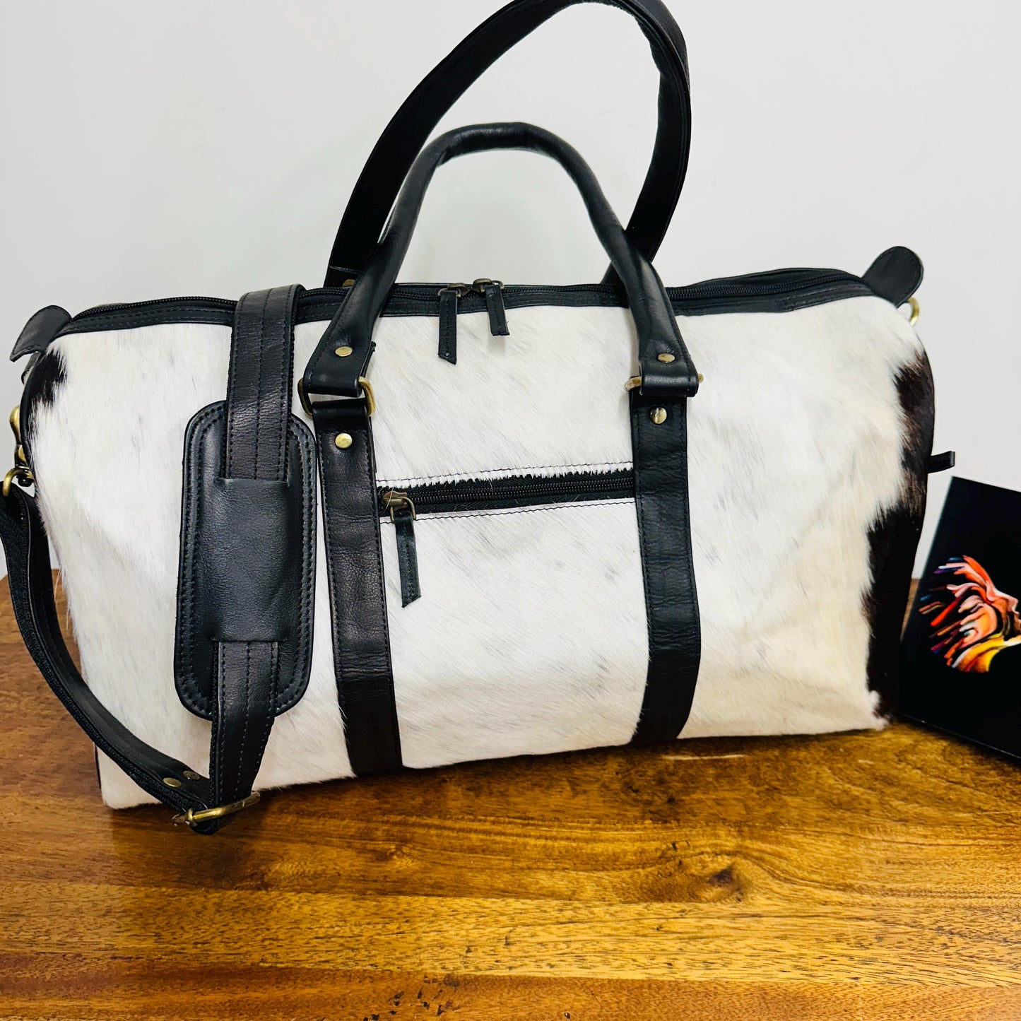 Western Style Leather Duffle Bag with hair on - JayKayBoutiqueOnline