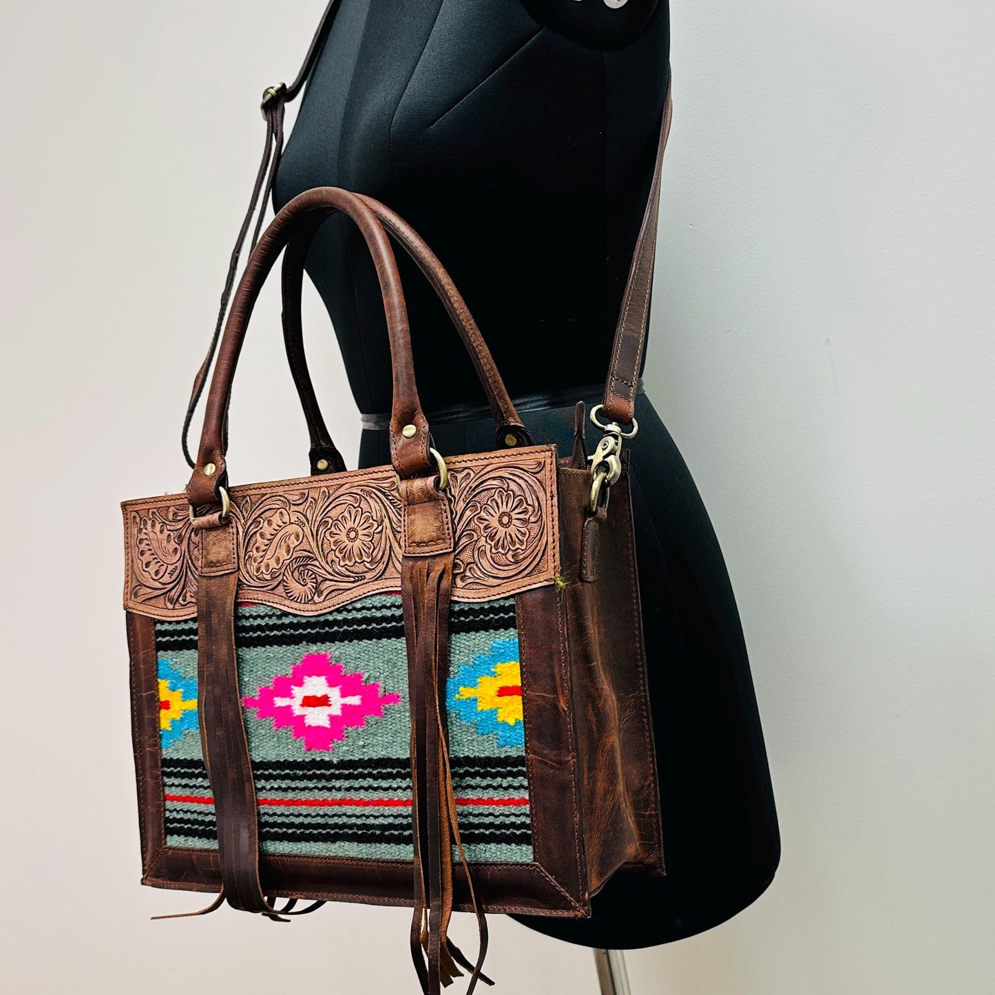 Western Leather Medium Size Hand bag with Tassels - JayKayBoutiqueOnline