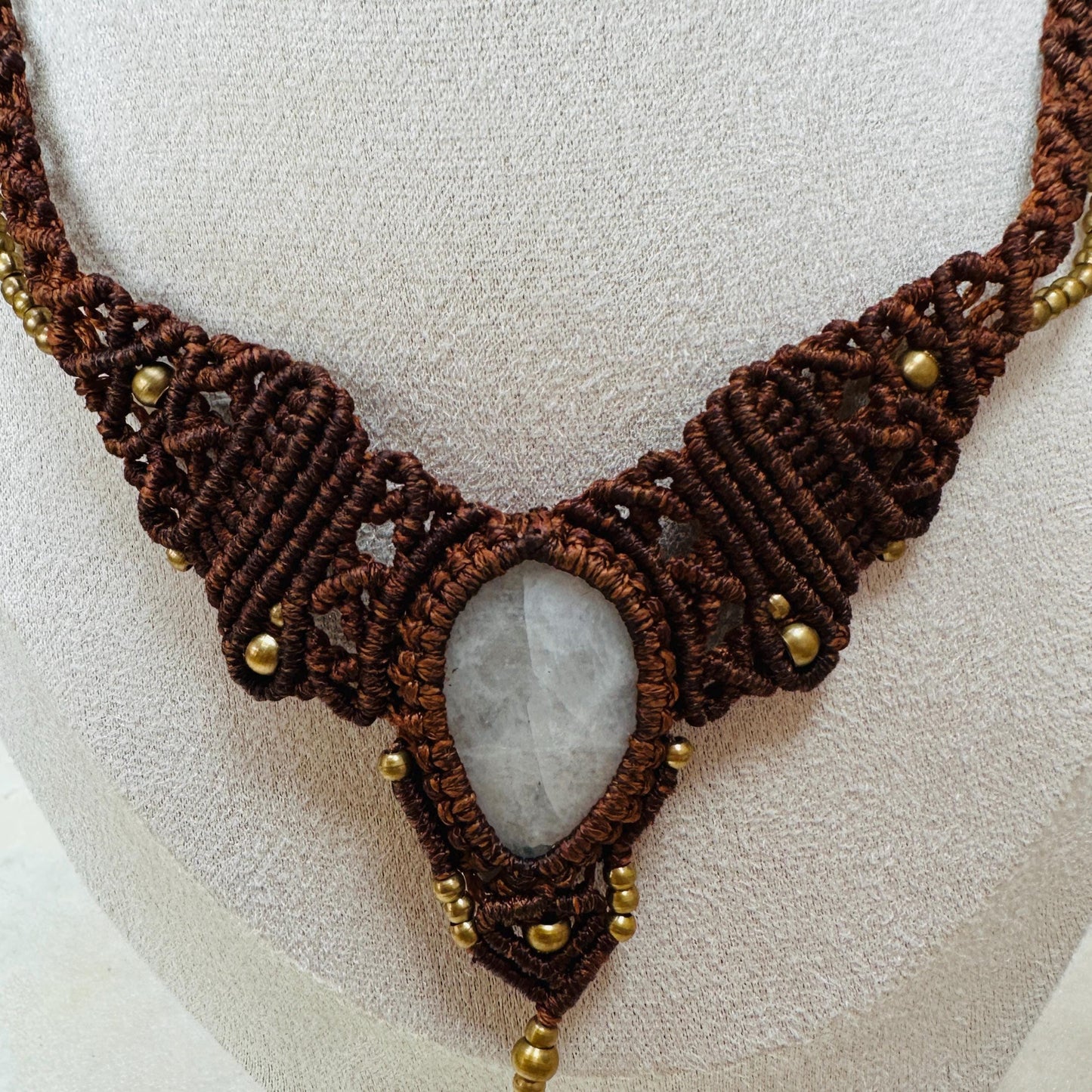 Macrame Moonstone Adjustable Necklace - JayKayBoutiqueOnline