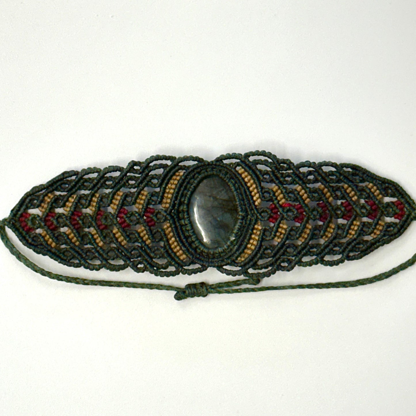 Macrame large Cuff Bracelet Armband with precious stones - JayKayBoutiqueOnline