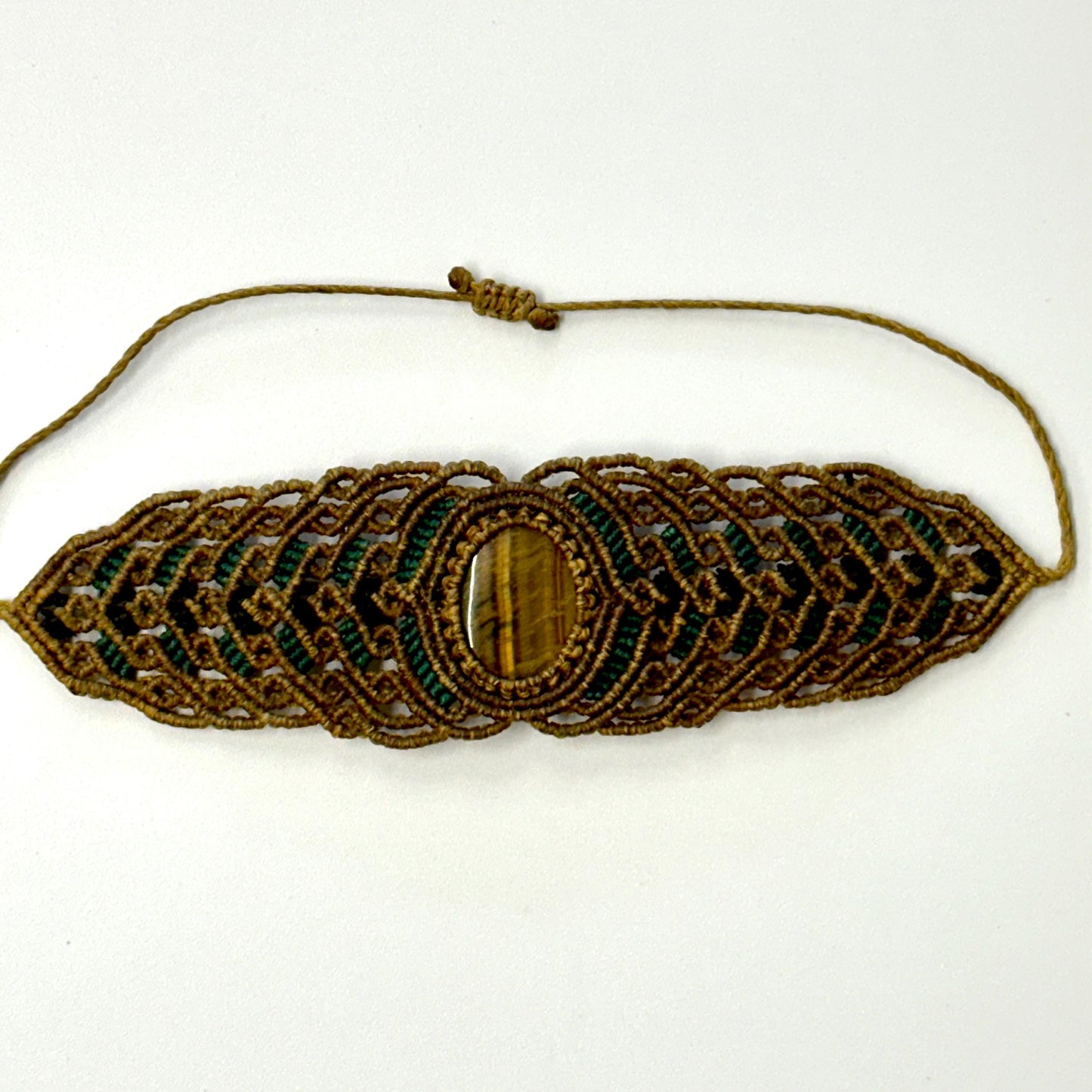 Macrame large Cuff Bracelet Armband with precious stones - JayKayBoutiqueOnline