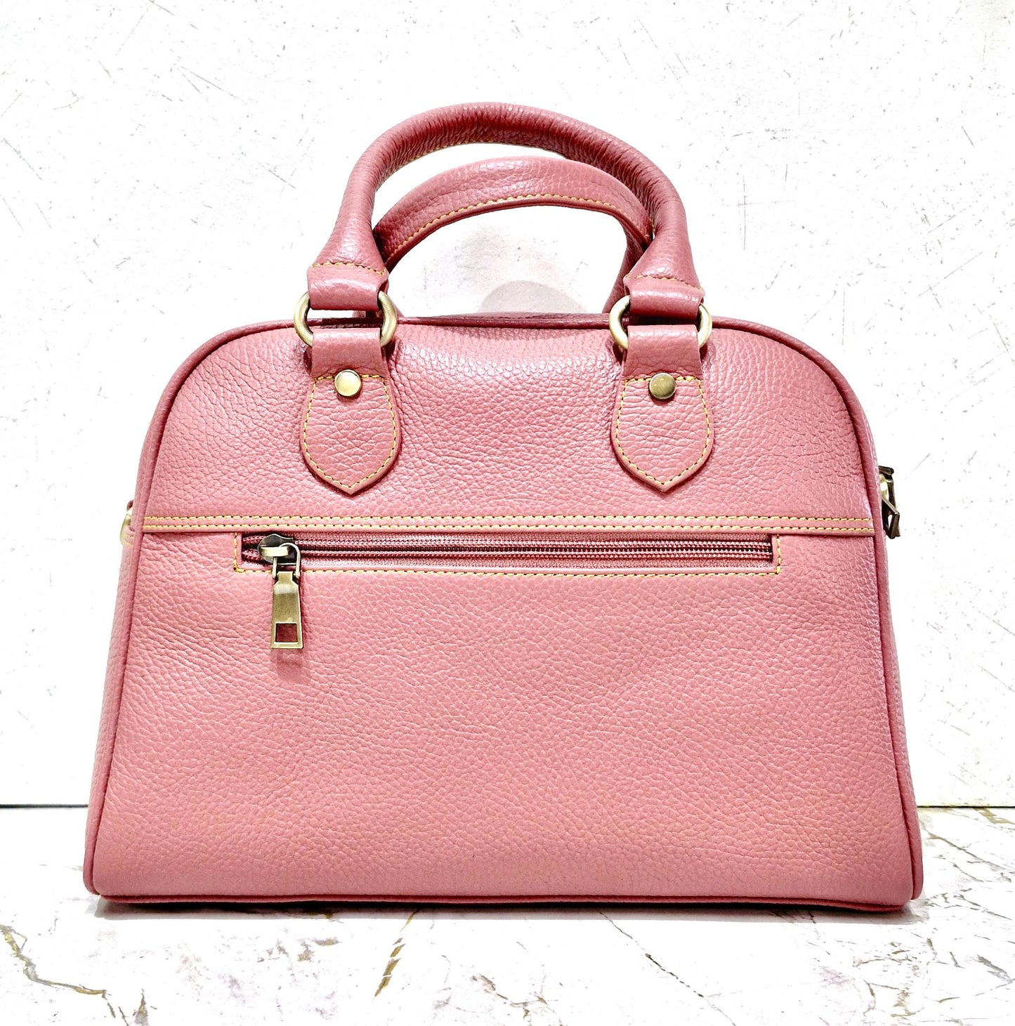 Coloured Leather Top Handle Small Handbag with shoulder strap - JayKayBoutiqueOnline