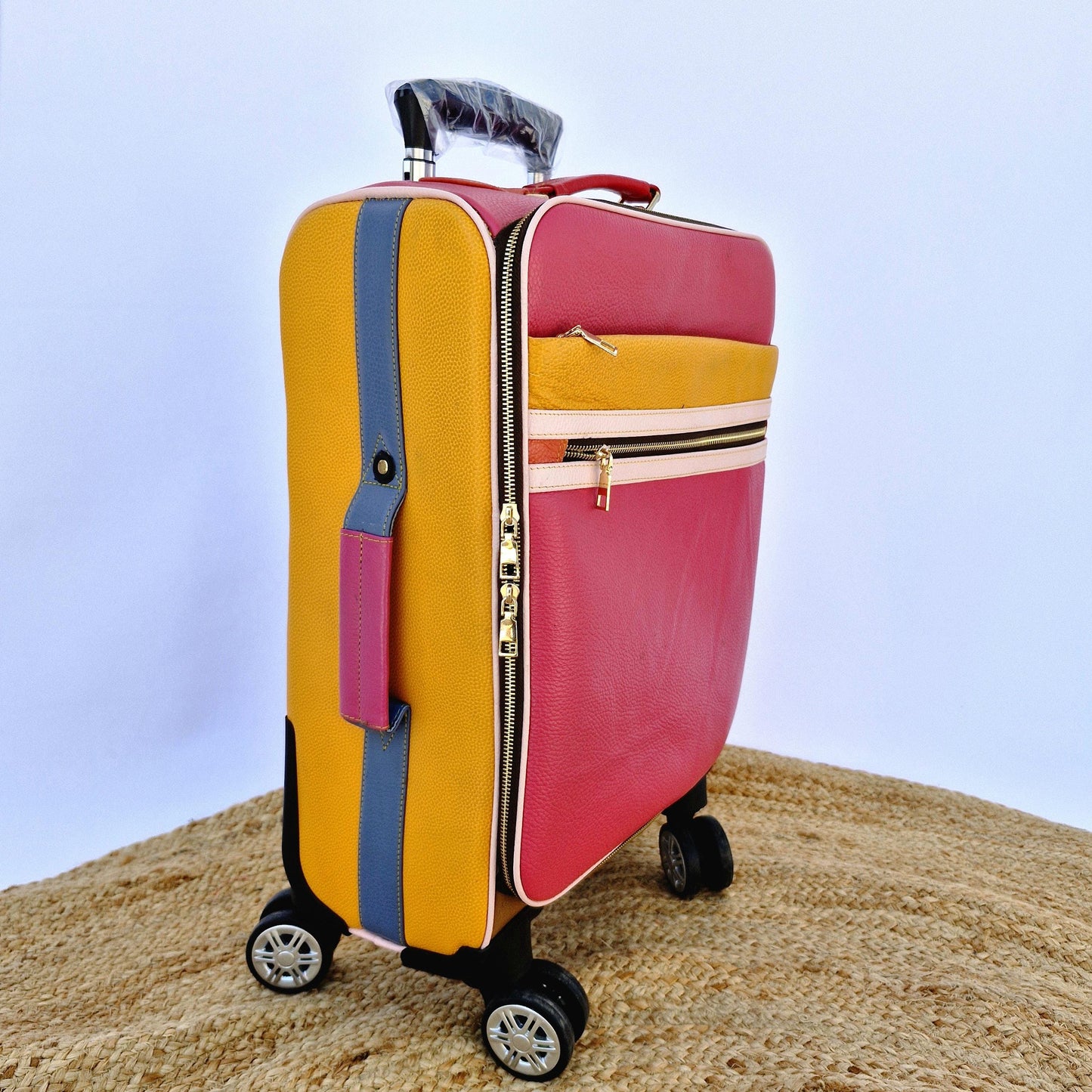 Suitcase Recycled Coloured Leather - JayKayBoutiqueOnline