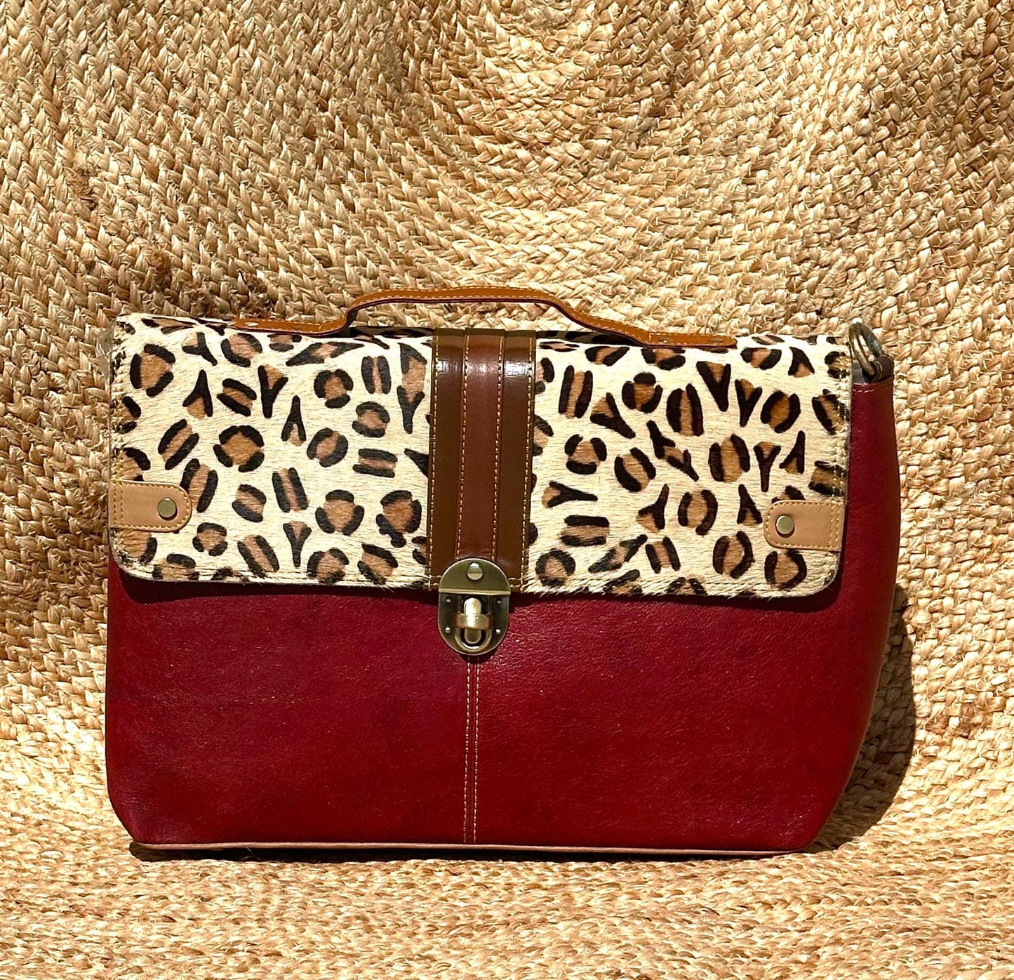 Coloured Leather Laptop Briefcase Satchel Bag with Shoulder Strap - JayKayBoutiqueOnline
