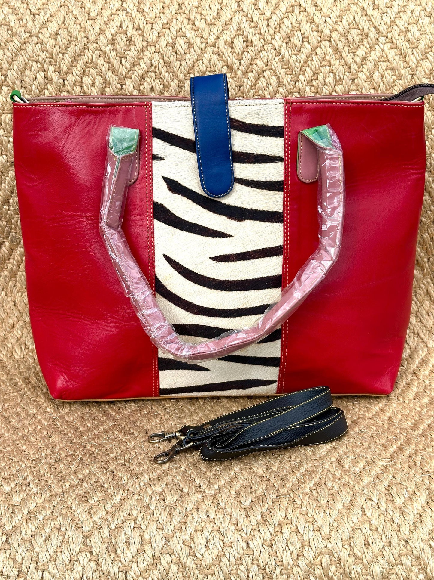 Coloured Leather Laptop Tote Office Bag with Shoulder Strap - JayKayBoutiqueOnline