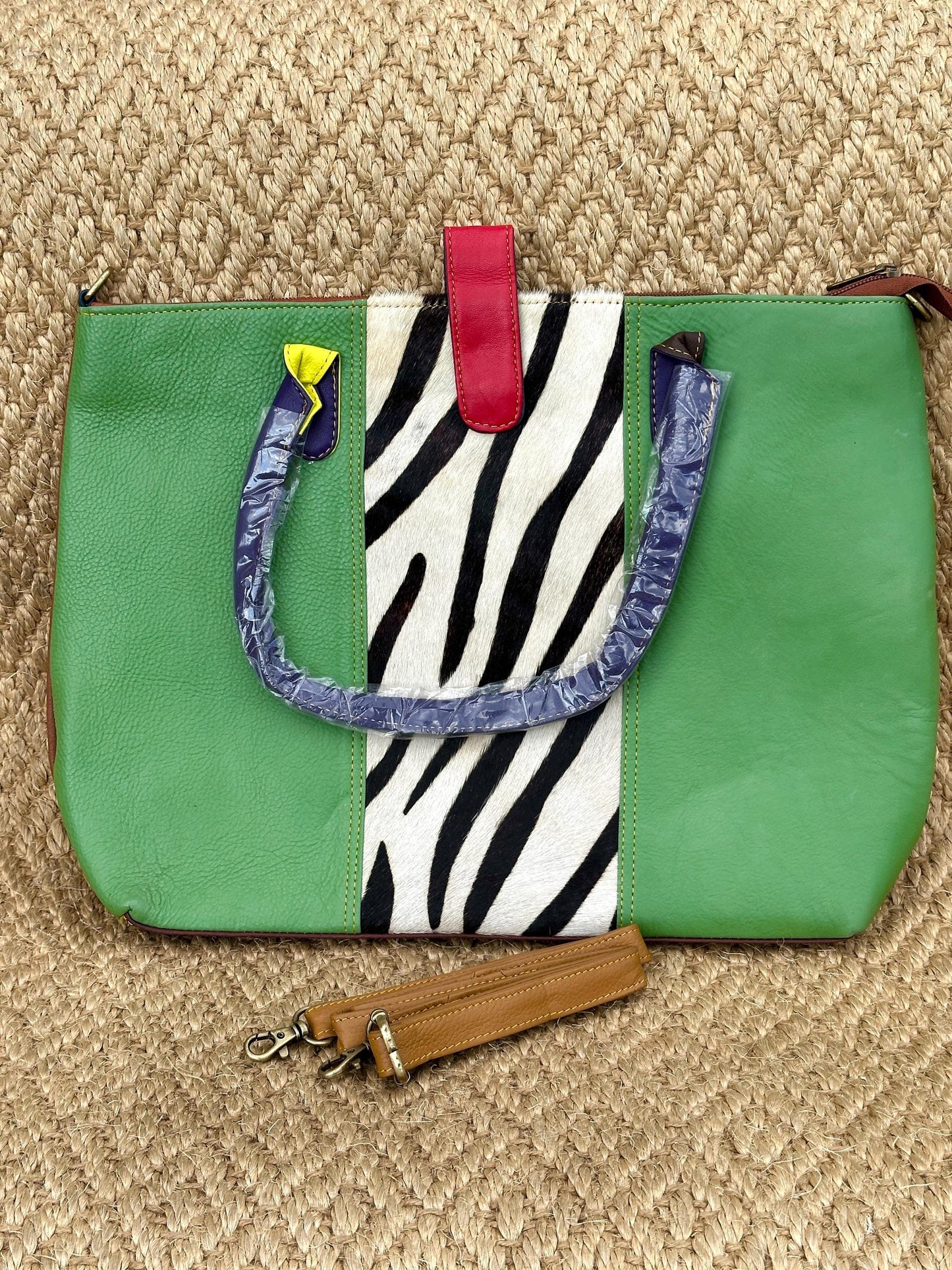 Coloured Leather Laptop Tote Office Bag with Shoulder Strap - JayKayBoutiqueOnline
